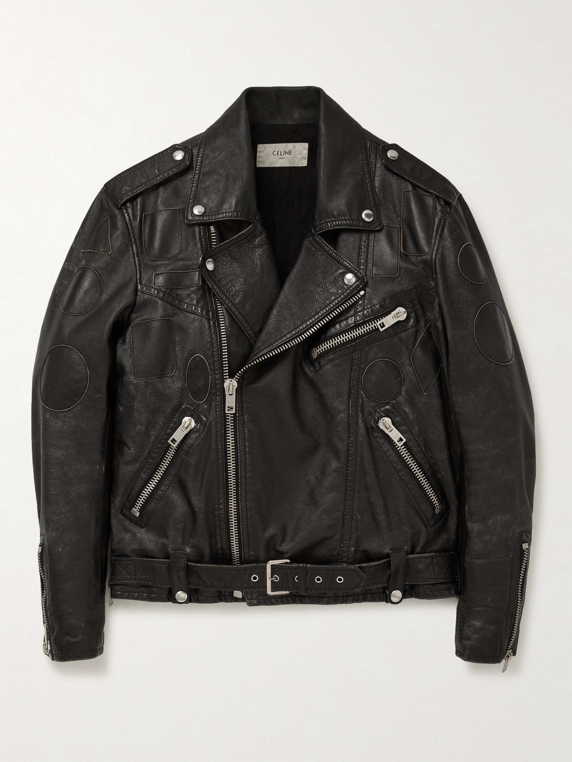 Black Appliquéd Leather Biker Jacket | CELINE HOMME | MR PORTER