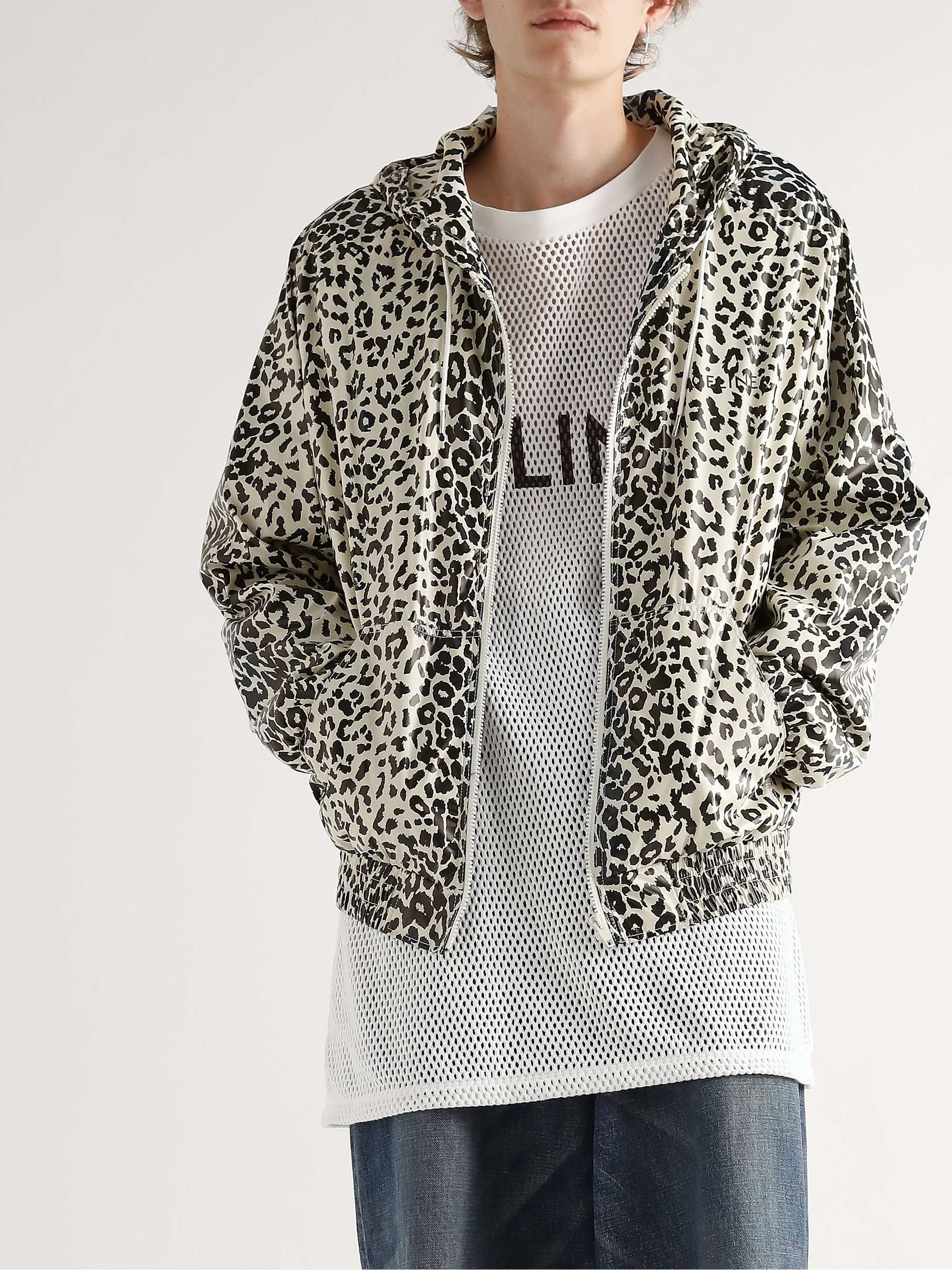 CELINE HOMME Leopard-Print Shell Hooded Jacket