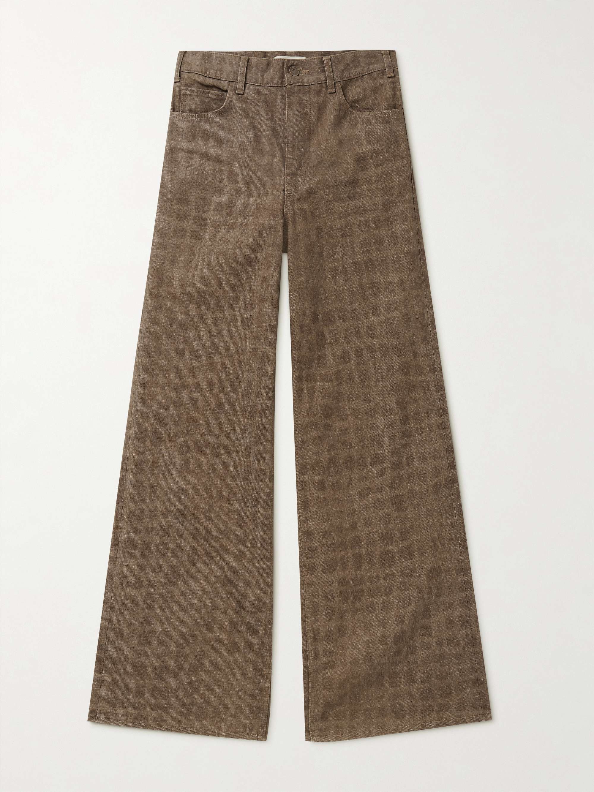 셀린느 옴므 부츠컷 데님 진 CELINE HOMME Bootcut Crocodile-Print Jeans,Brown