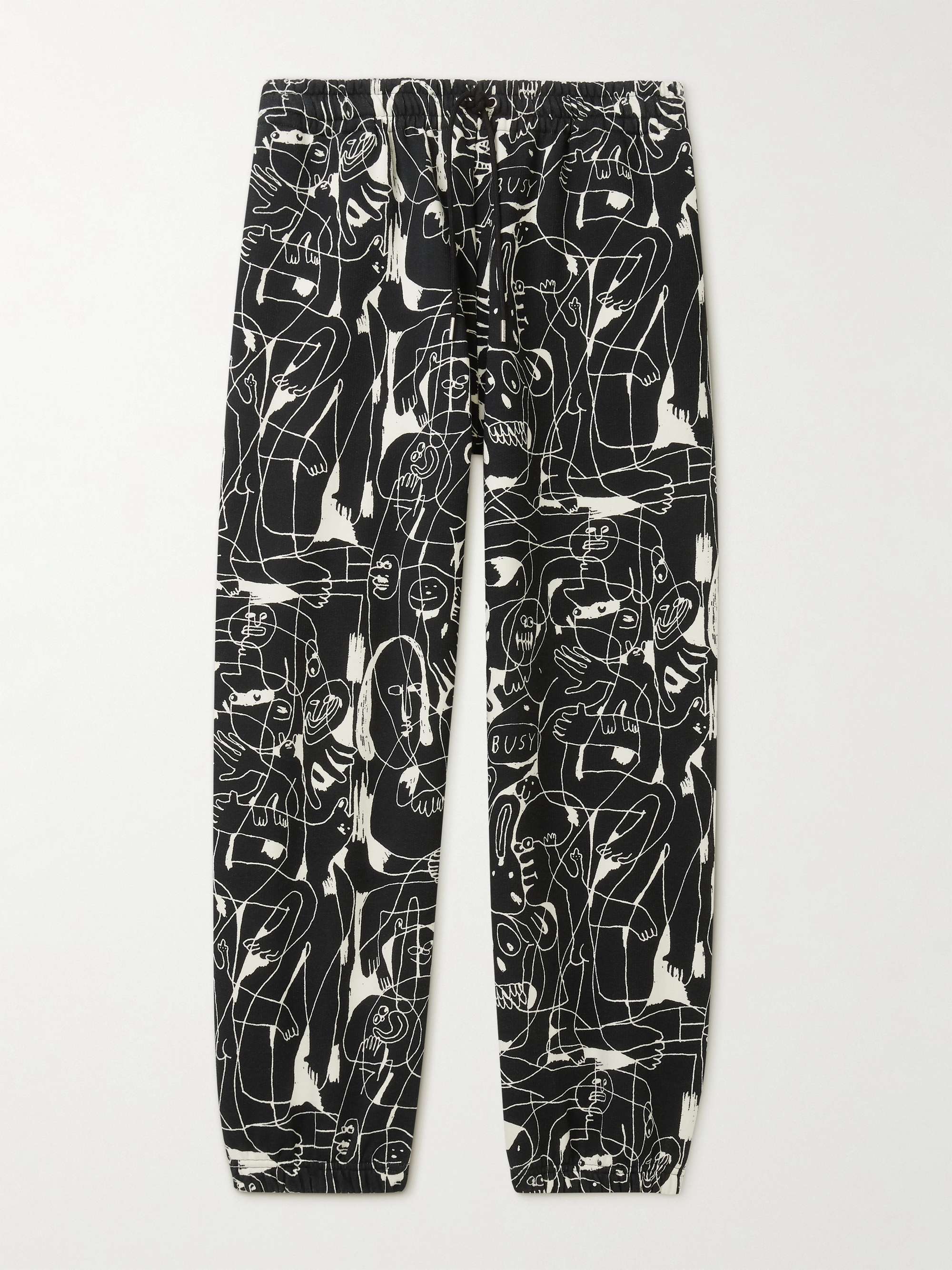 셀린느 옴므 스웻팬츠 CELINE HOMME Tapered Printed Cotton-Jersey Sweatpants,Black