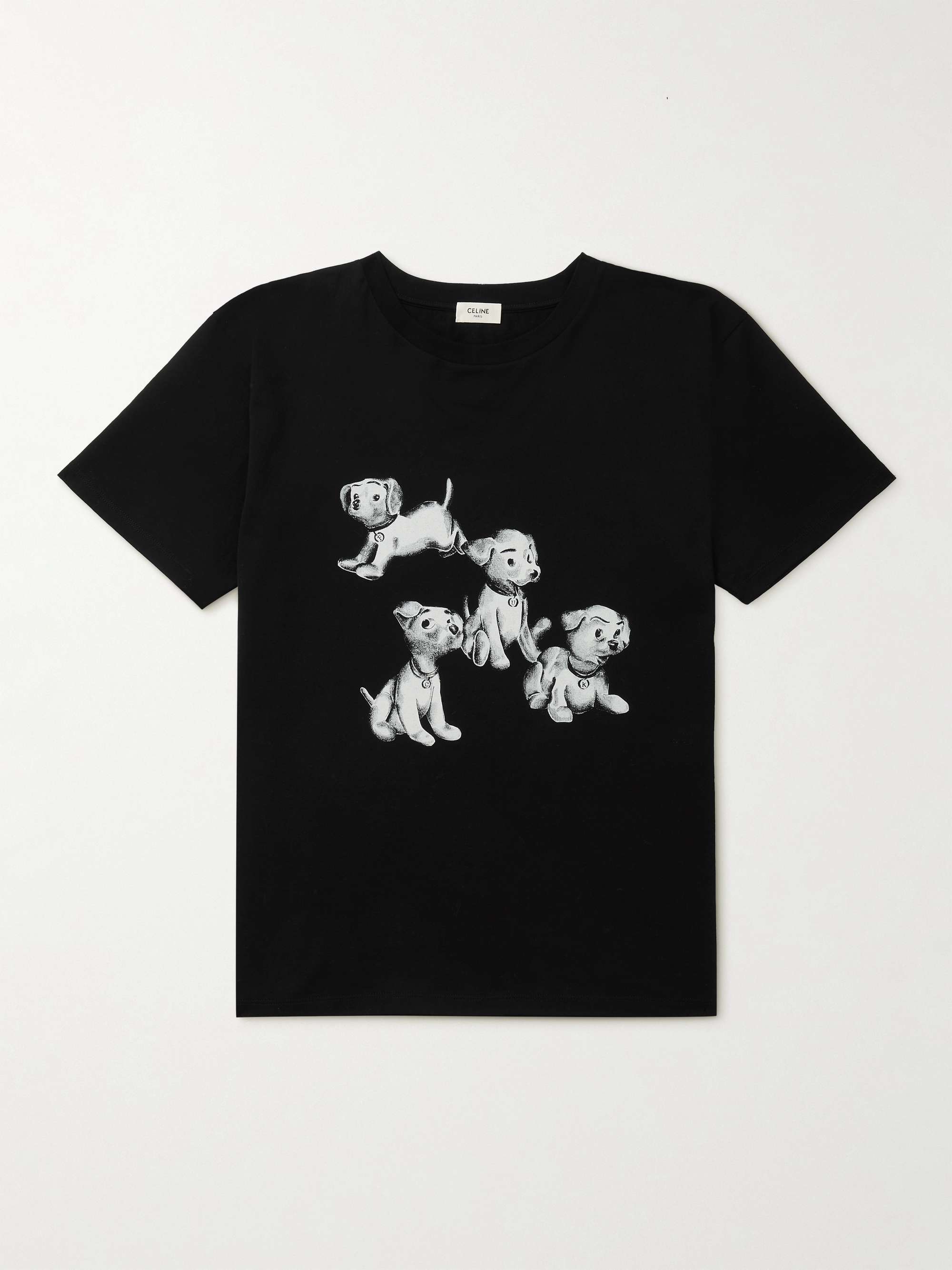 셀린느 옴므 프린팅 티셔츠 CELINE HOMME Printed Cotton-Jersey T-Shirt,Black