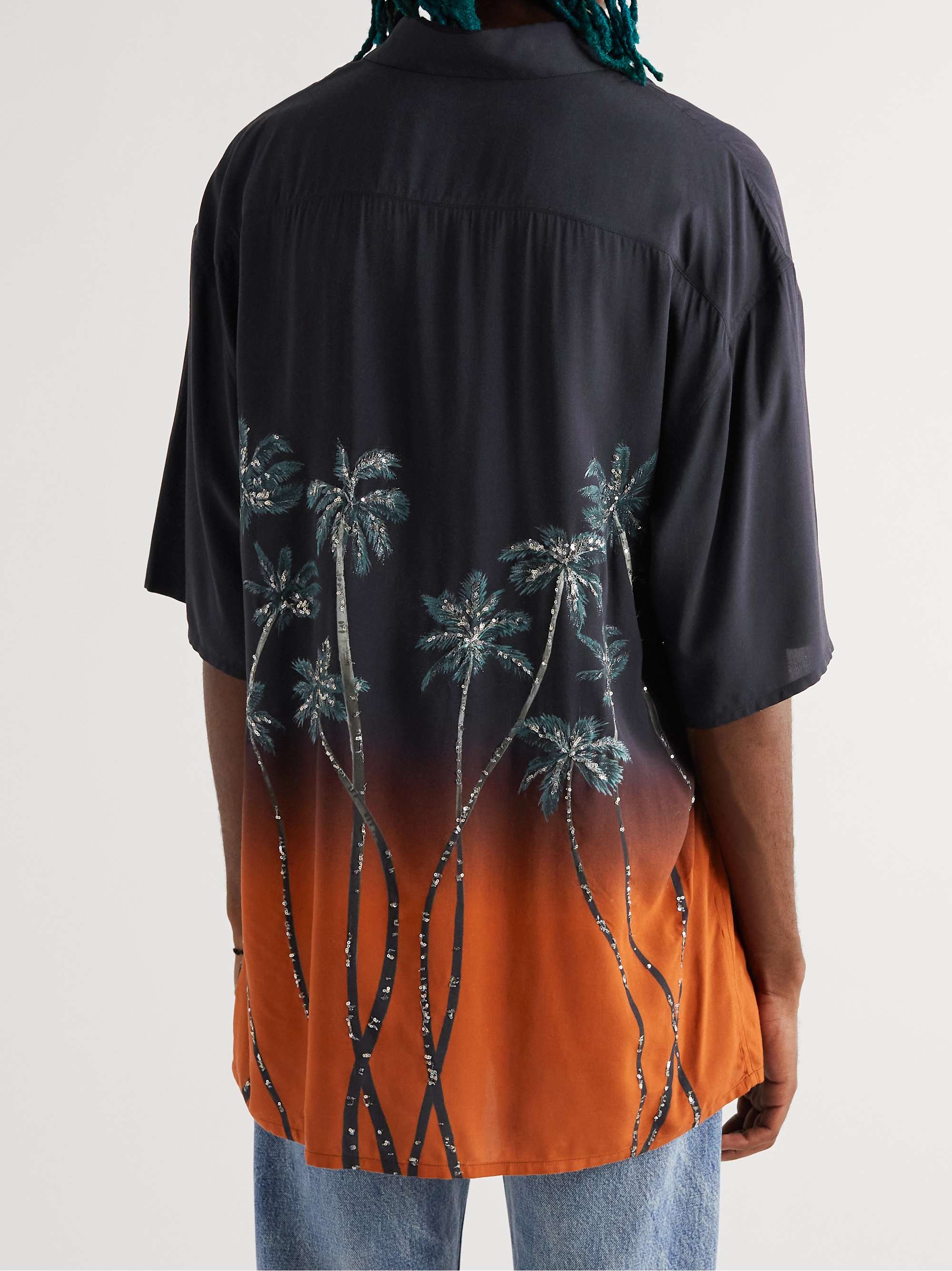 CELINE HOMME Sequin-Embellished Printed Dégradé Woven Shirt