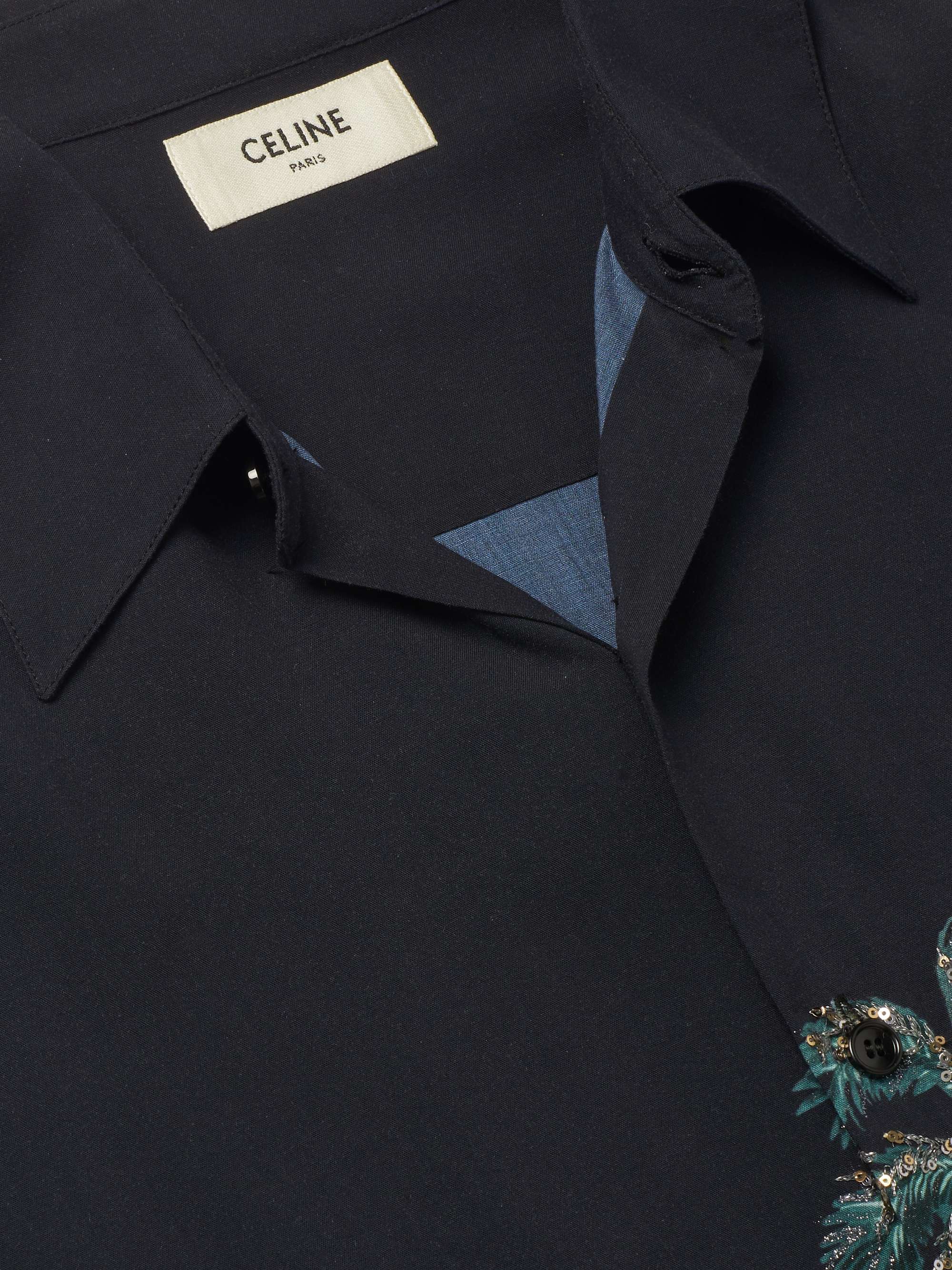 CELINE HOMME Sequin-Embellished Printed Dégradé Woven Shirt