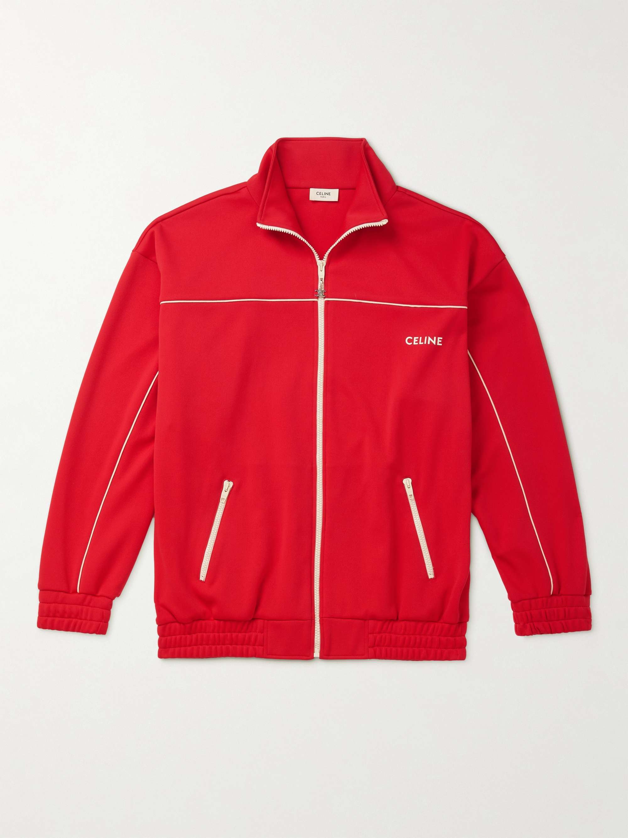 셀린느 옴므 로고 트랙 재킷 CELINE HOMME Logo-Print Jersey Track Jacket,Red