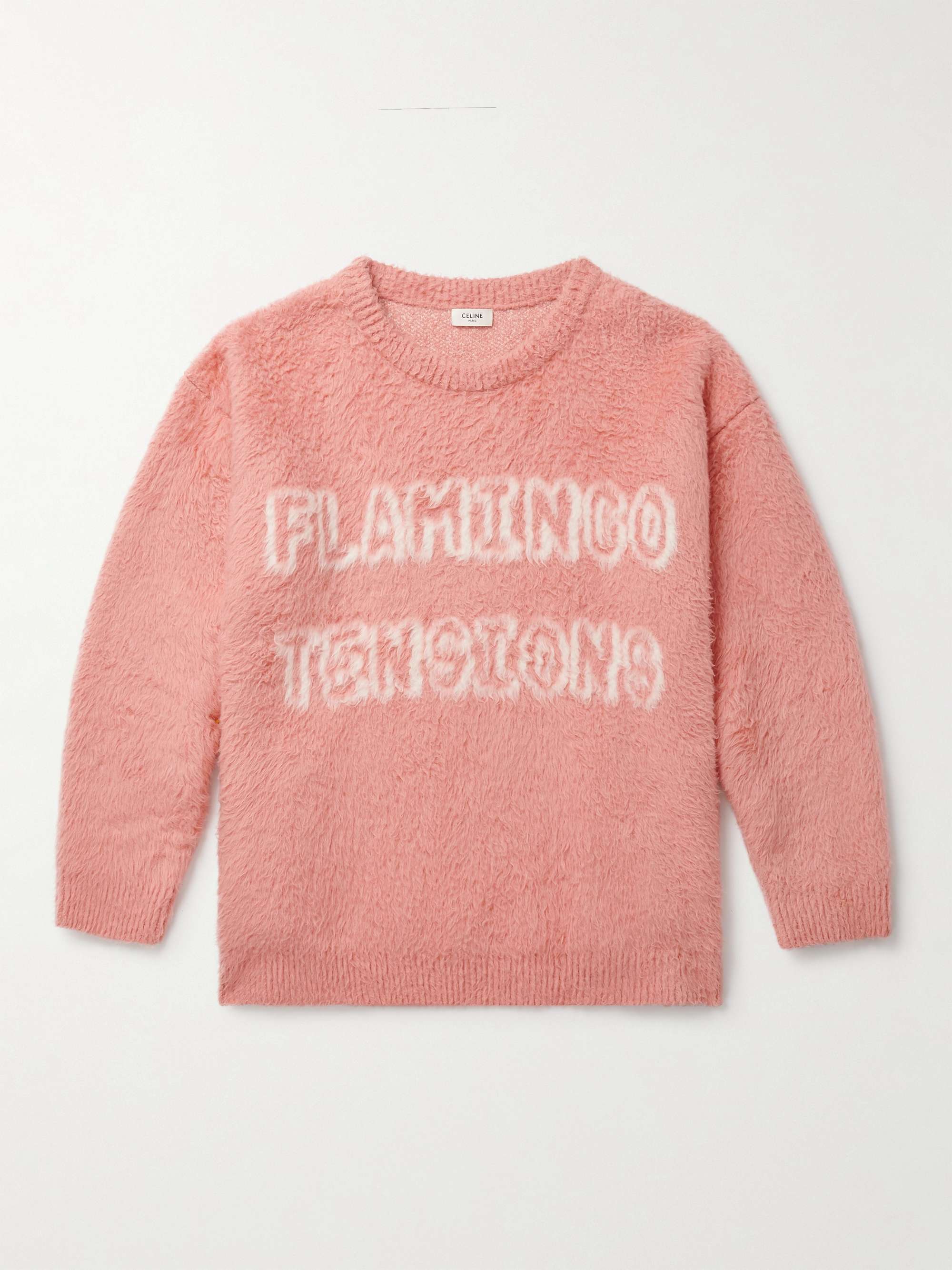 셀린느 옴므 브러쉬드 코튼 자카드 스웨터 CELINE HOMME Brushed Cotton-Blend Jacquard Sweater,Pink