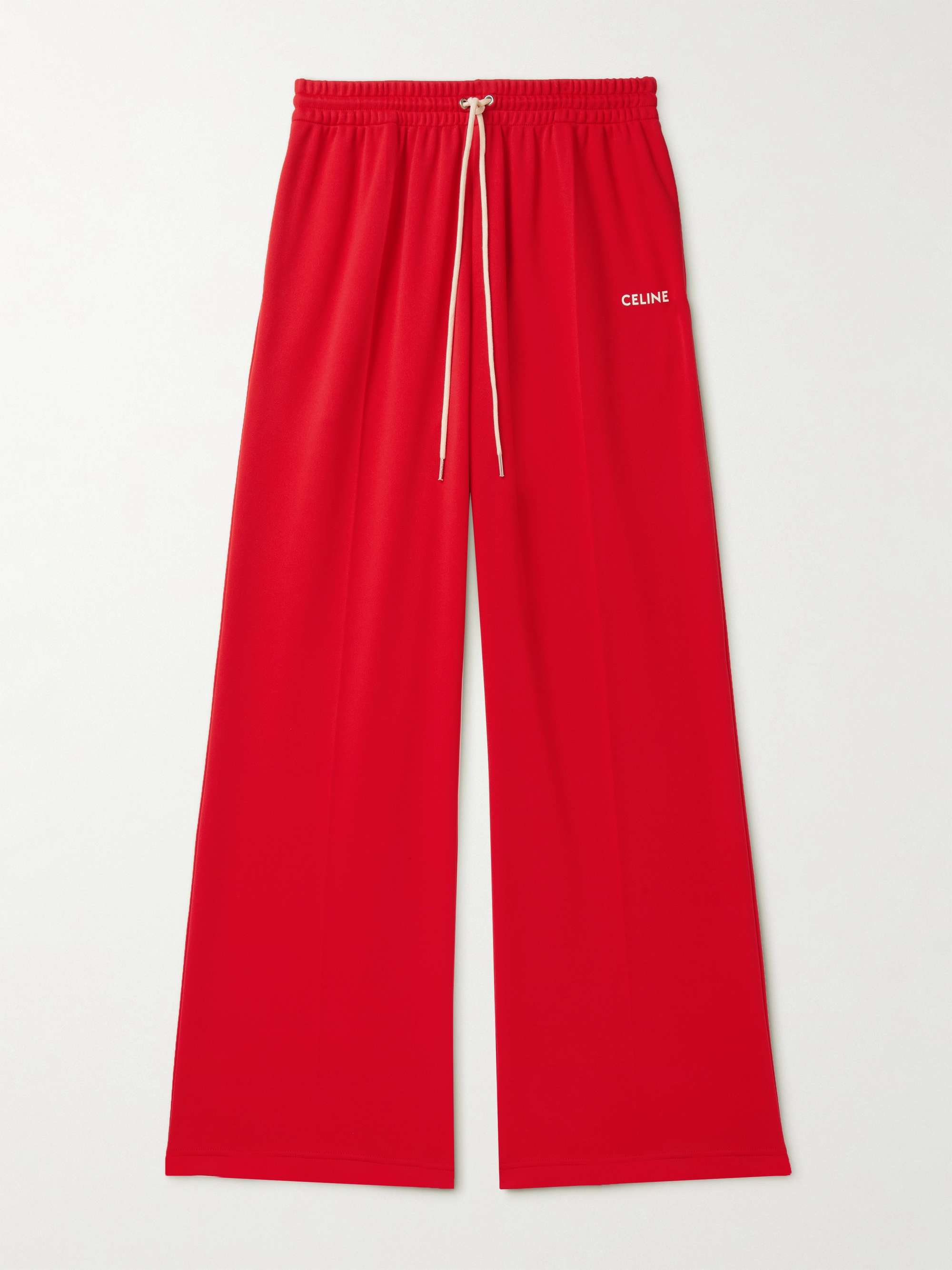 셀린느 옴므 트랙 팬츠 CELINE HOMME Straight-Leg Logo-Print Jersey Track Pants,Red