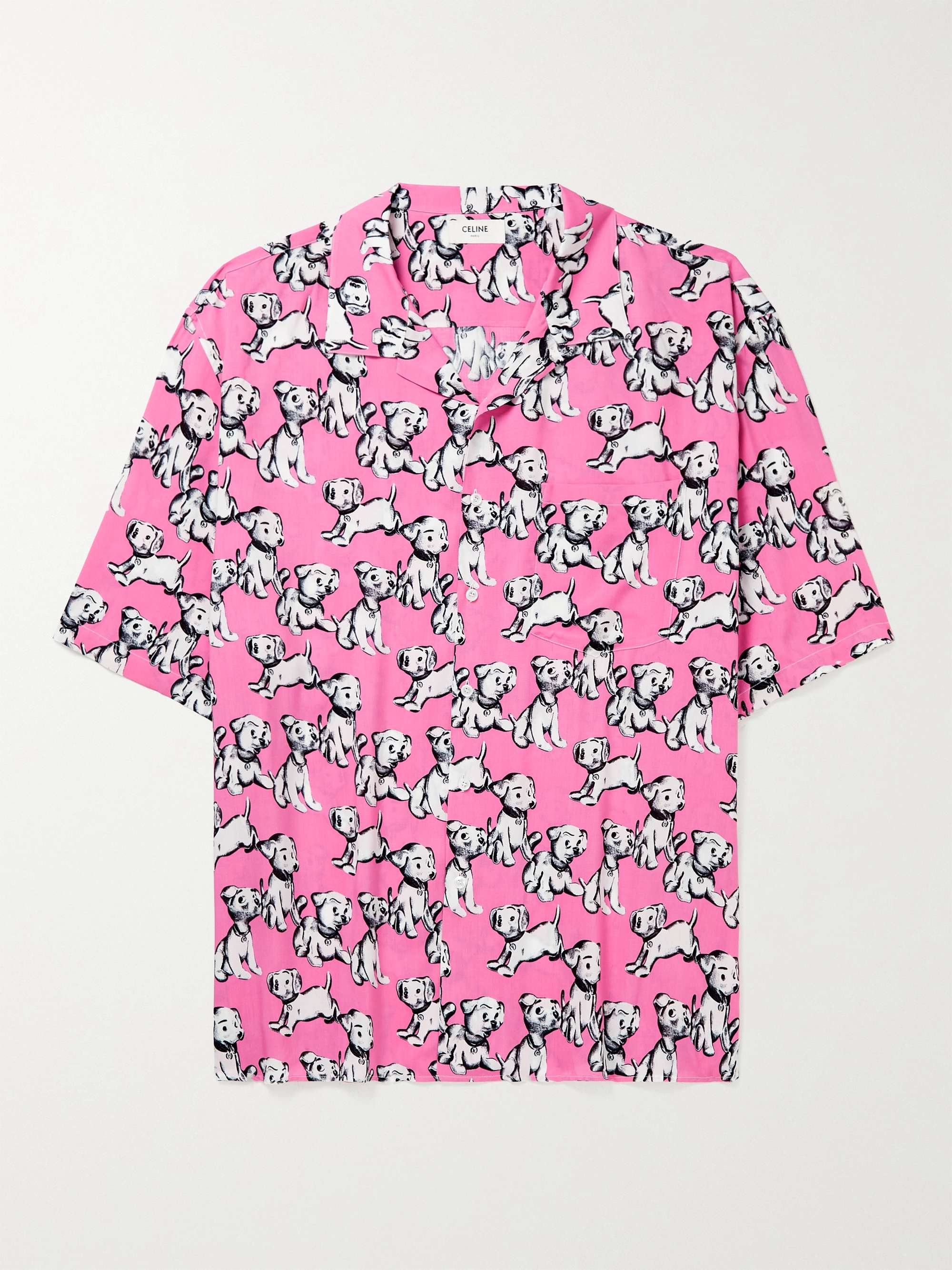 셀린느 옴므 캠프 카라 셔츠 CELINE HOMME Camp-Collar Printed Voile Shirt,Pink