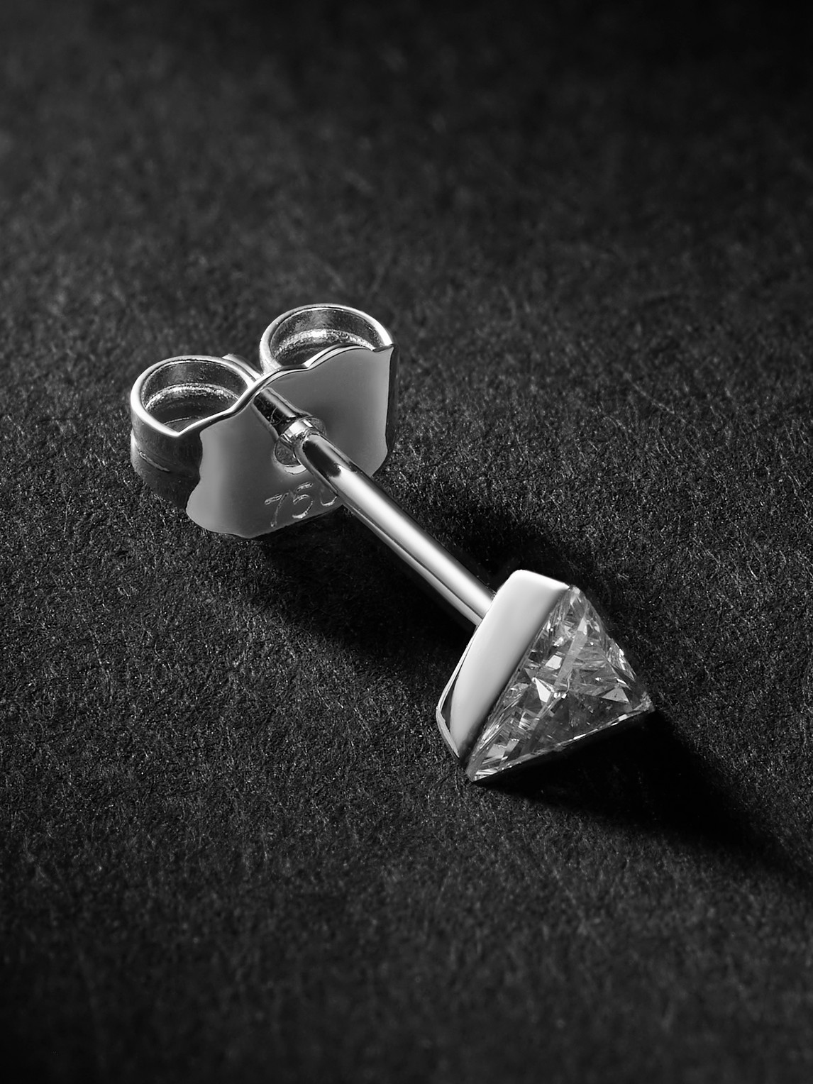 MARIA TASH Invisible Set Triangle 4mm 18-Karat White Gold Diamond Single Earring