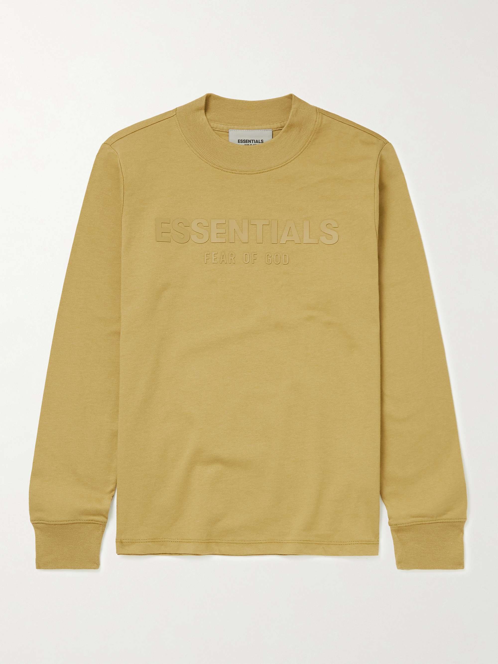 피어오브갓 에센셜 키즈 긴팔 티셔츠 FEAR OF GOD ESSENTIALS KIDS Logo-Print Cotton-Jersey T-Shirt,Mustard