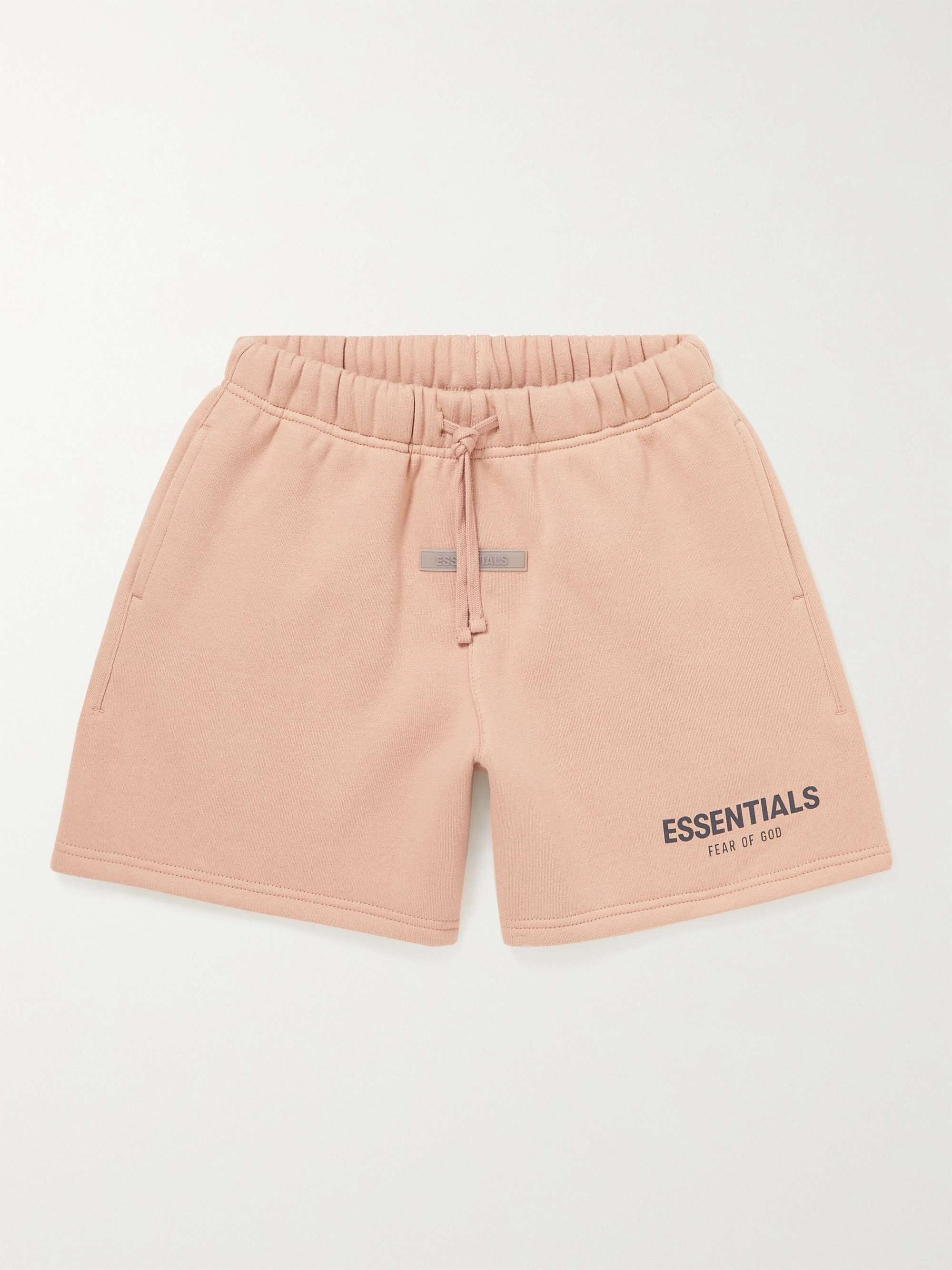 피어오브갓 에센셜 키즈 반바지 FEAR OF GOD ESSENTIALS KIDS Logo-Print Cotton-Blend Jersey Drawstring Shorts,Pink