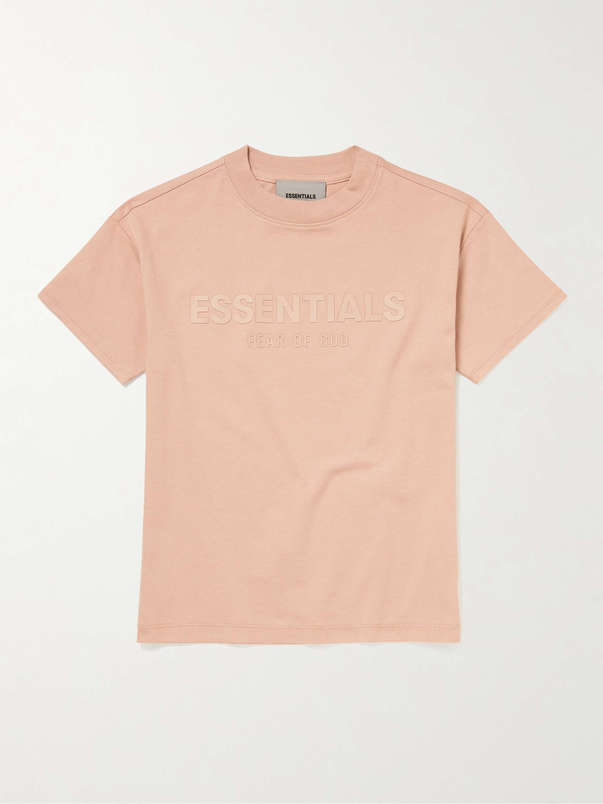 피어오브갓 에센셜 키즈 티셔츠 FEAR OF GOD ESSENTIALS KIDS Logo-Print Cotton-Jersey T-Shirt,Pink