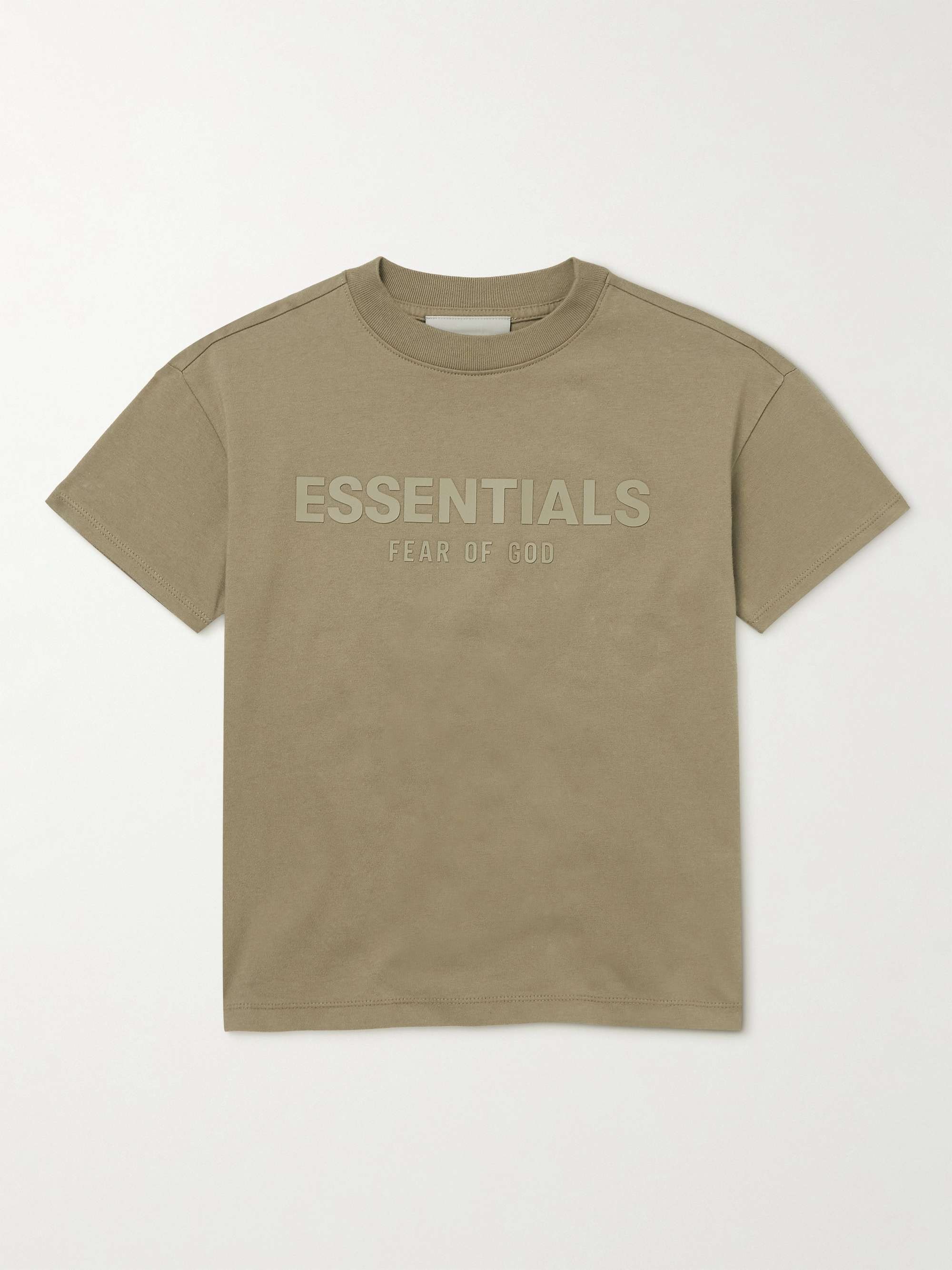 피어오브갓 에센셜 키즈 티셔츠 FEAR OF GOD ESSENTIALS KIDS Logo-Print Cotton-Jersey T-Shirt,Light brown