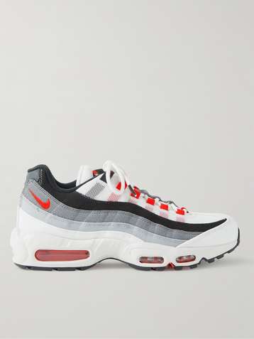 NIKE Air Max 95 QS Suede-Trimmed Panelled Canvas and Mesh Sneakers