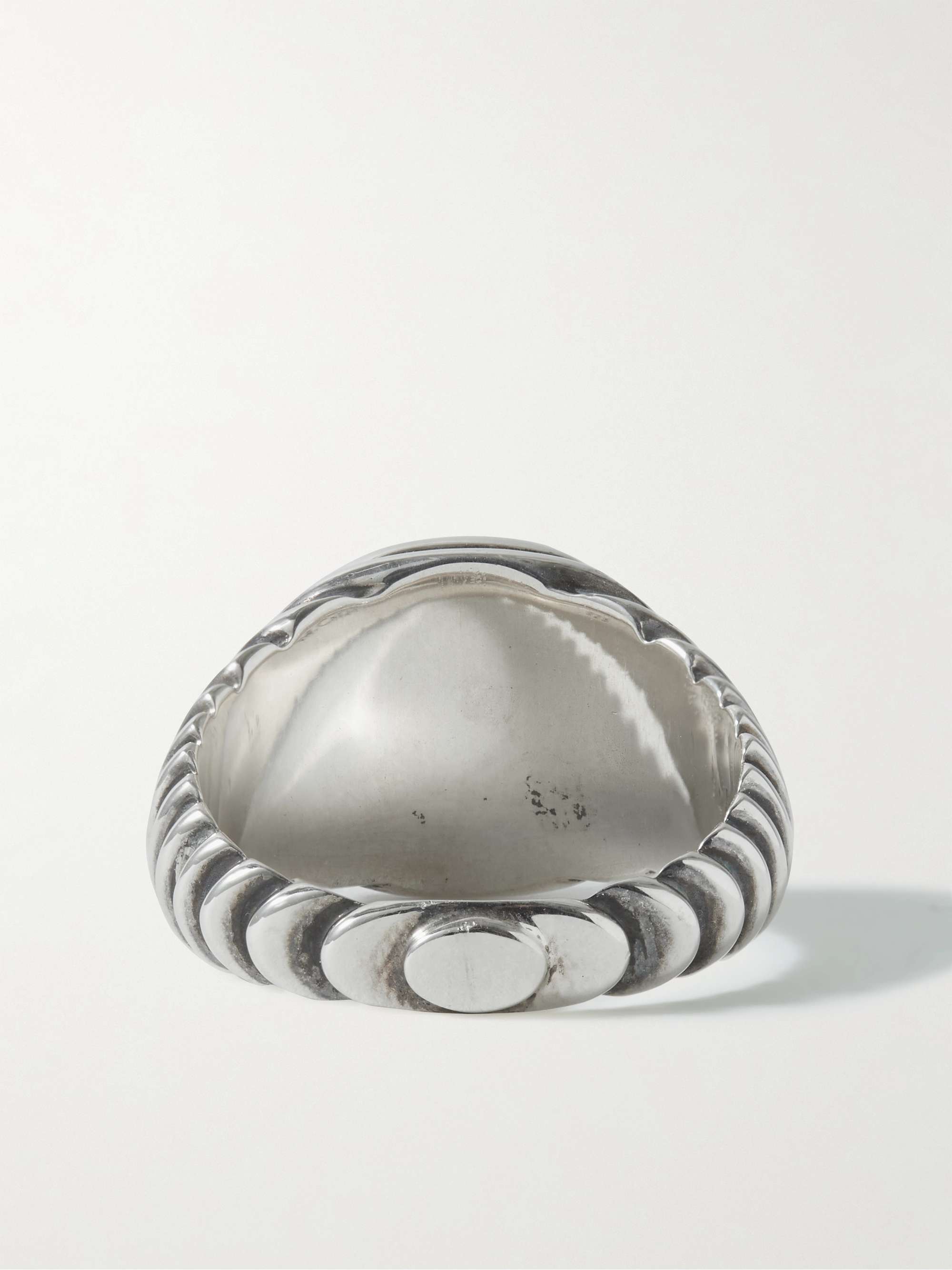 M.COHEN Burnished Silver and Mother-of-Pearl Signet Ring