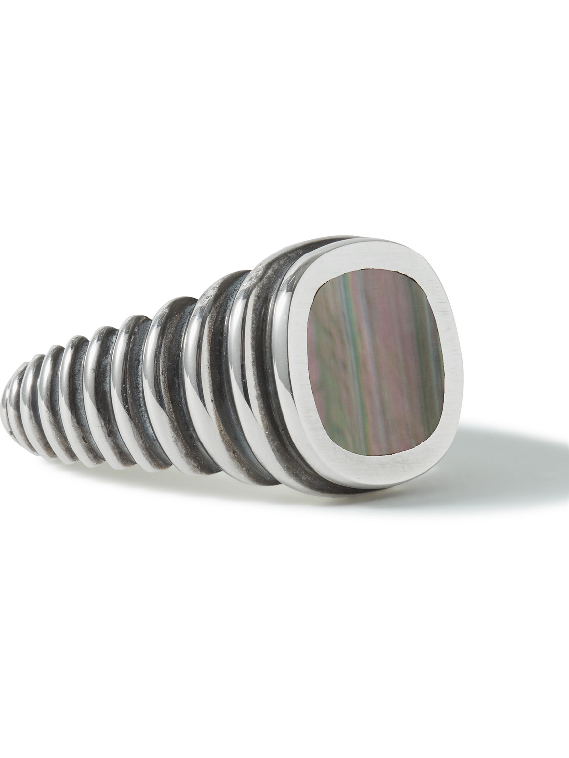 M. Cohen Burnished Silver And Mother-of-pearl Signet Ring