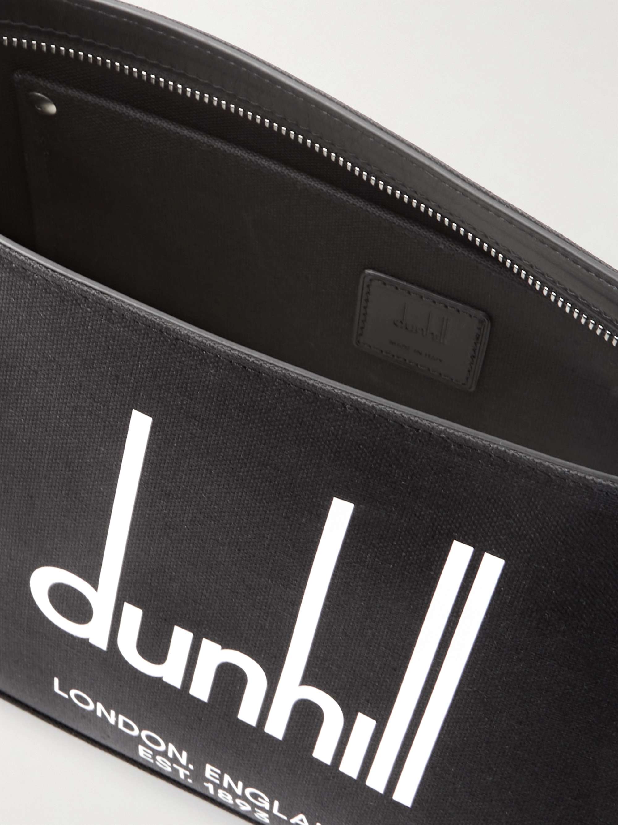 DUNHILL Legacy Logo-Print Leather-Trimmed Canvas Pouch