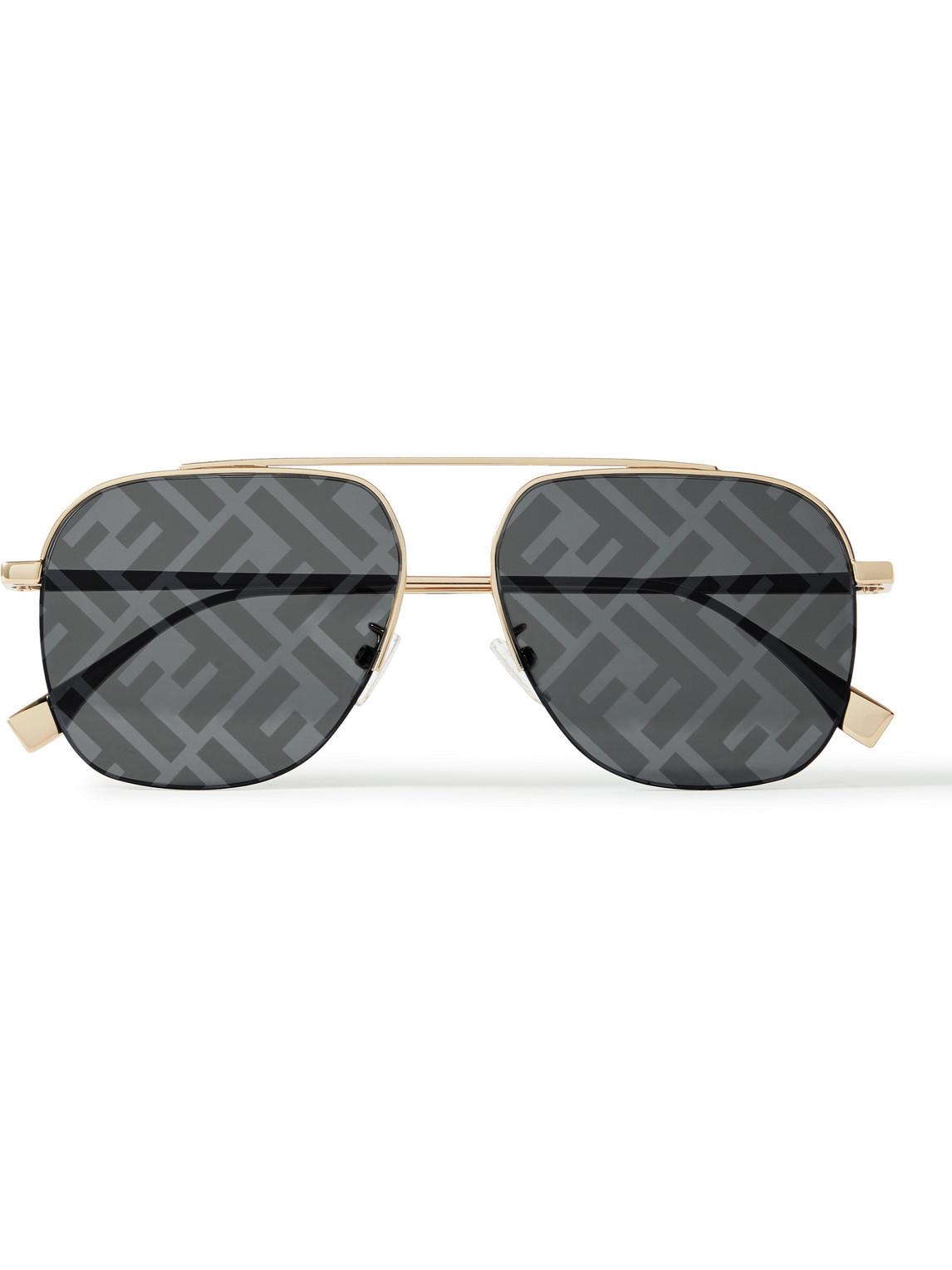 Aviator-Style Logo-Print Gold-Tone Sunglasses