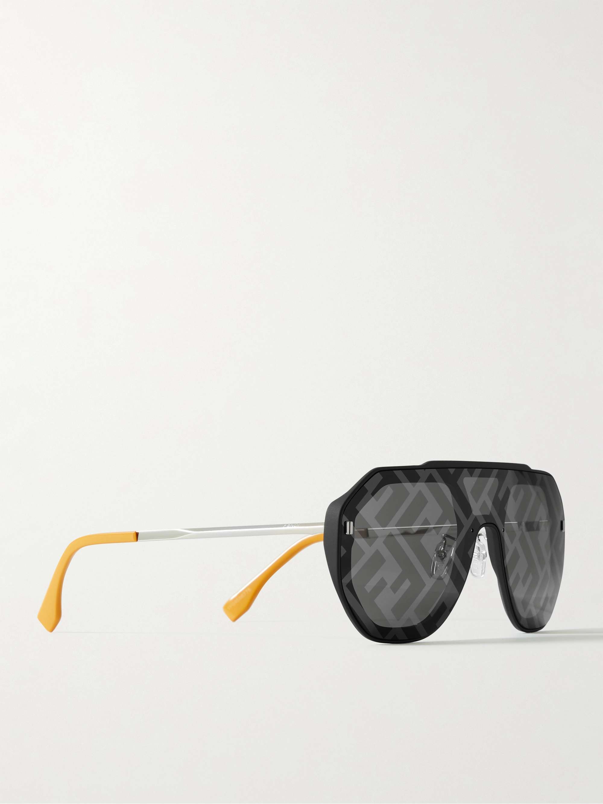 FENDI Aviator-Style Logo-Print Gold-Tone and Acetate Sunglasses