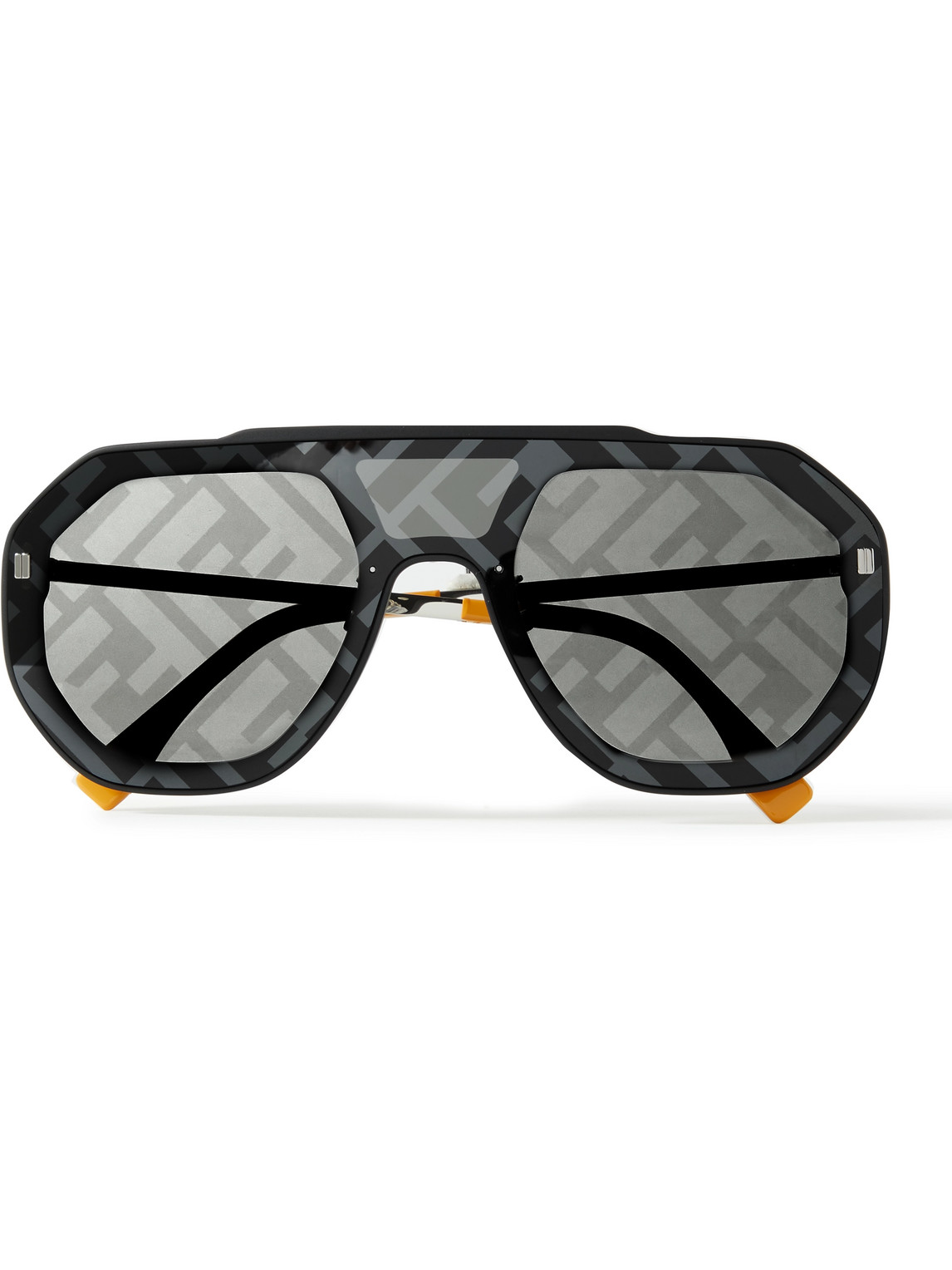 Aviator-Style Logo-Print Silver-Tone and Acetate Sunglasses