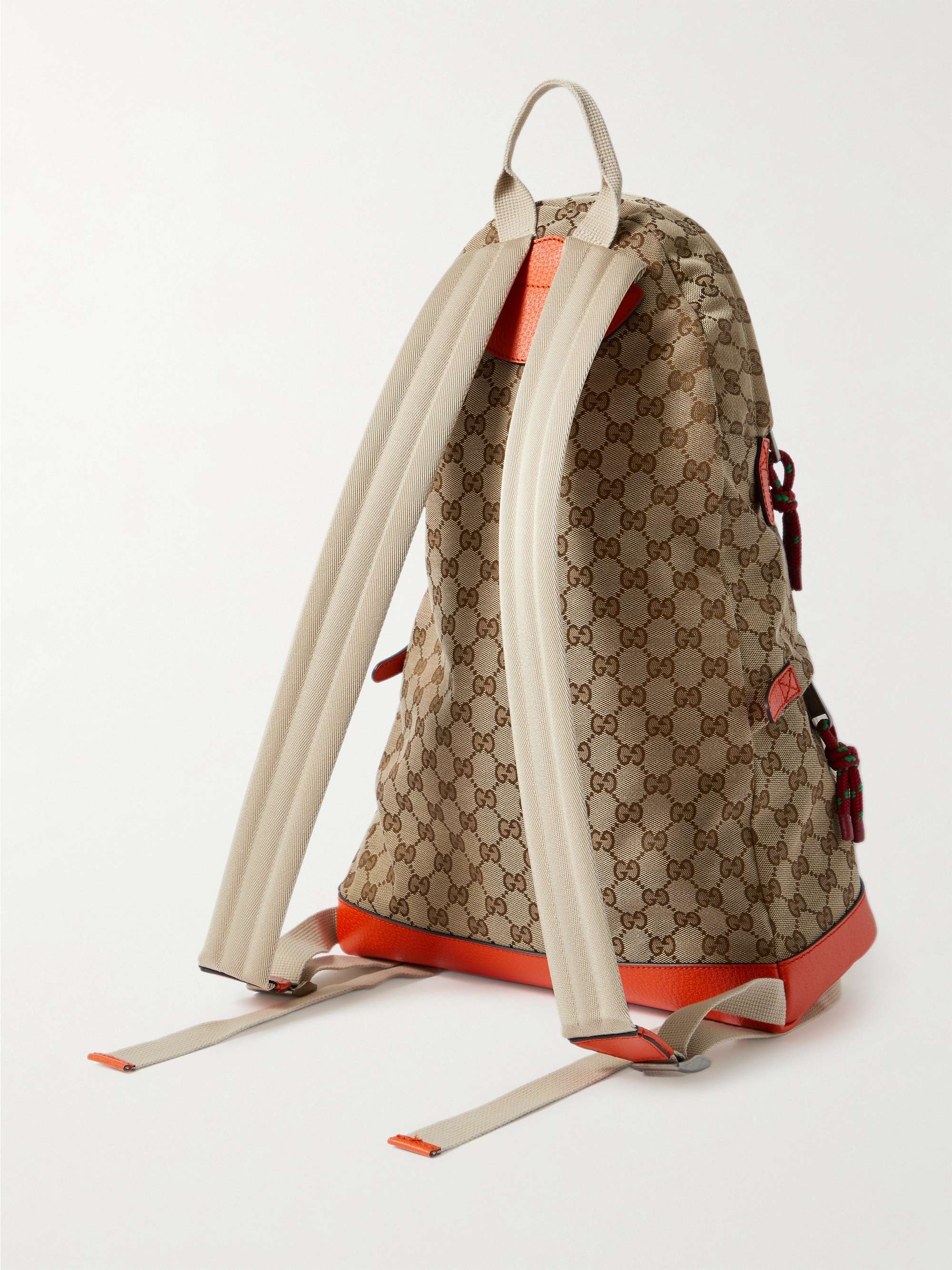 GUCCI + The North Face Leather-Trimmed Monogrammed Canvas Backpack