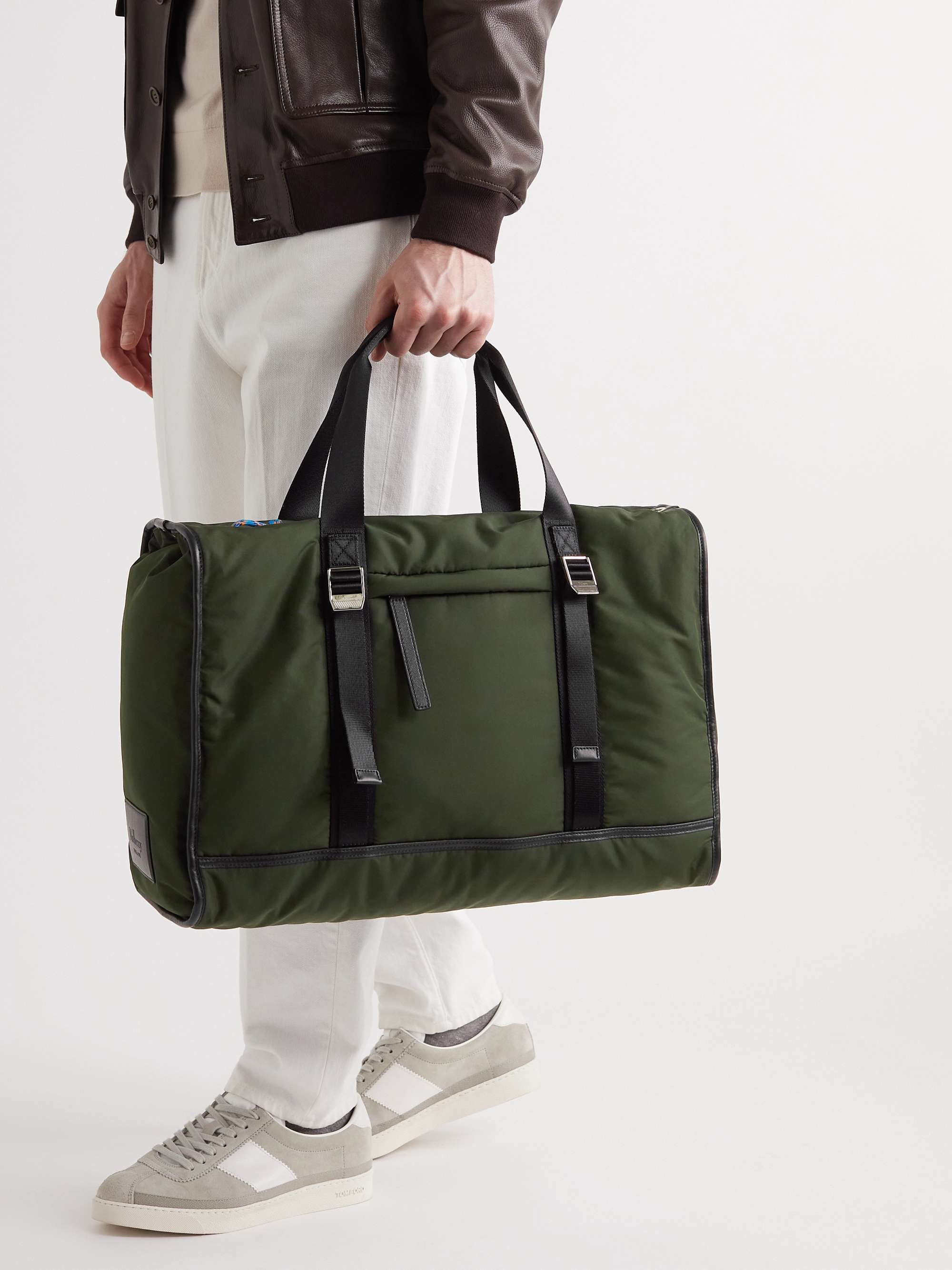 MULBERRY Leather-Trimmed Padded Recycled Nylon Holdall