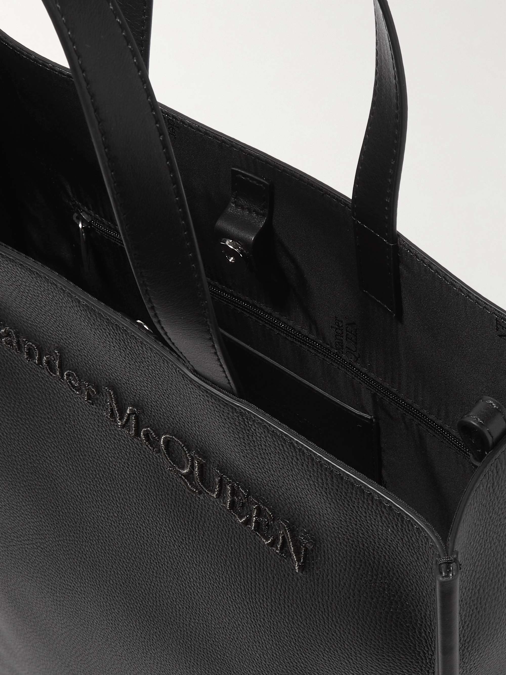 ALEXANDER MCQUEEN North South Logo-Embossed Full-Grain Leather Tote Bag
