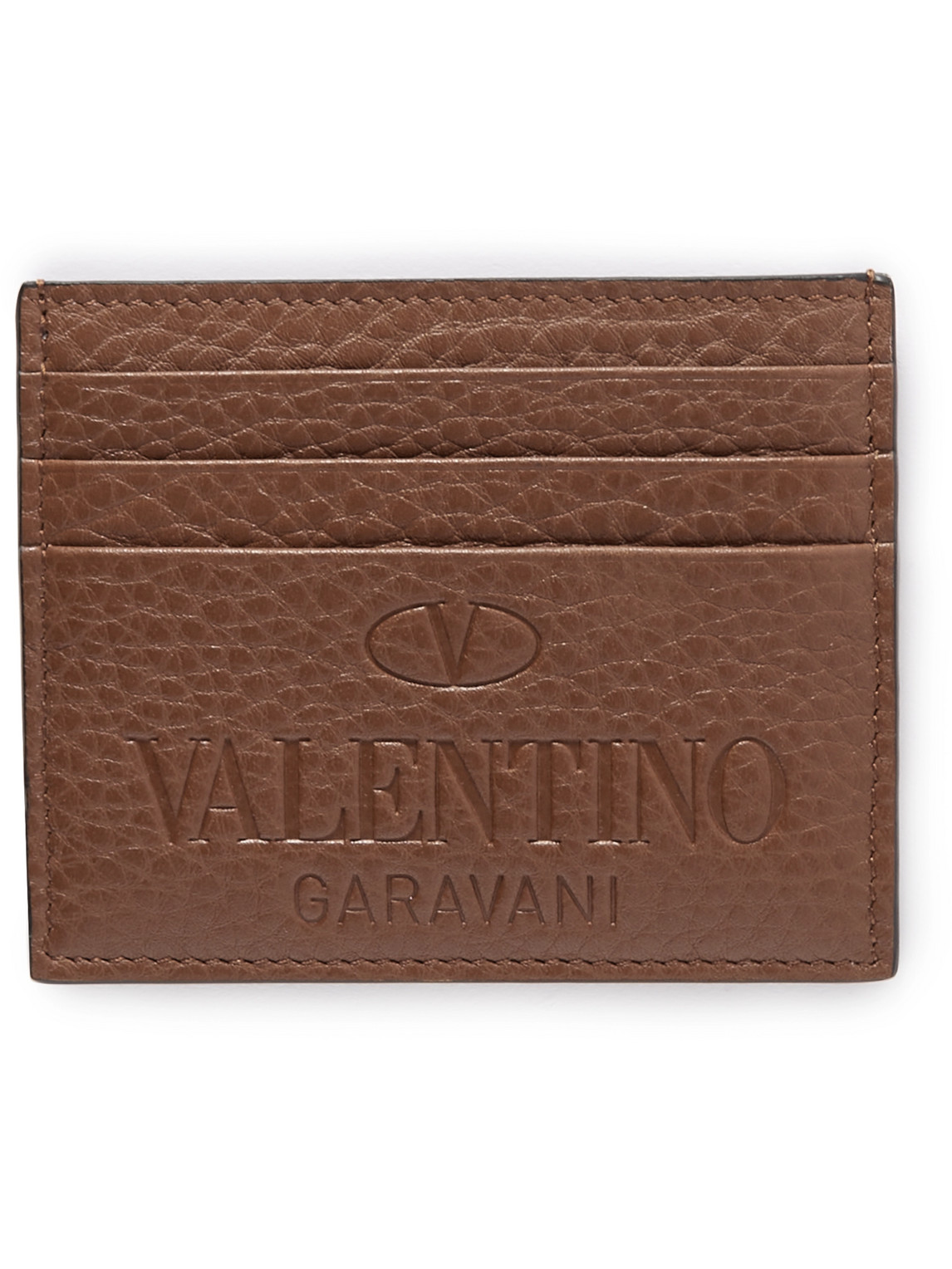 Valentino Garavani Logo-Debossed Full-Grain Leather Cardholder