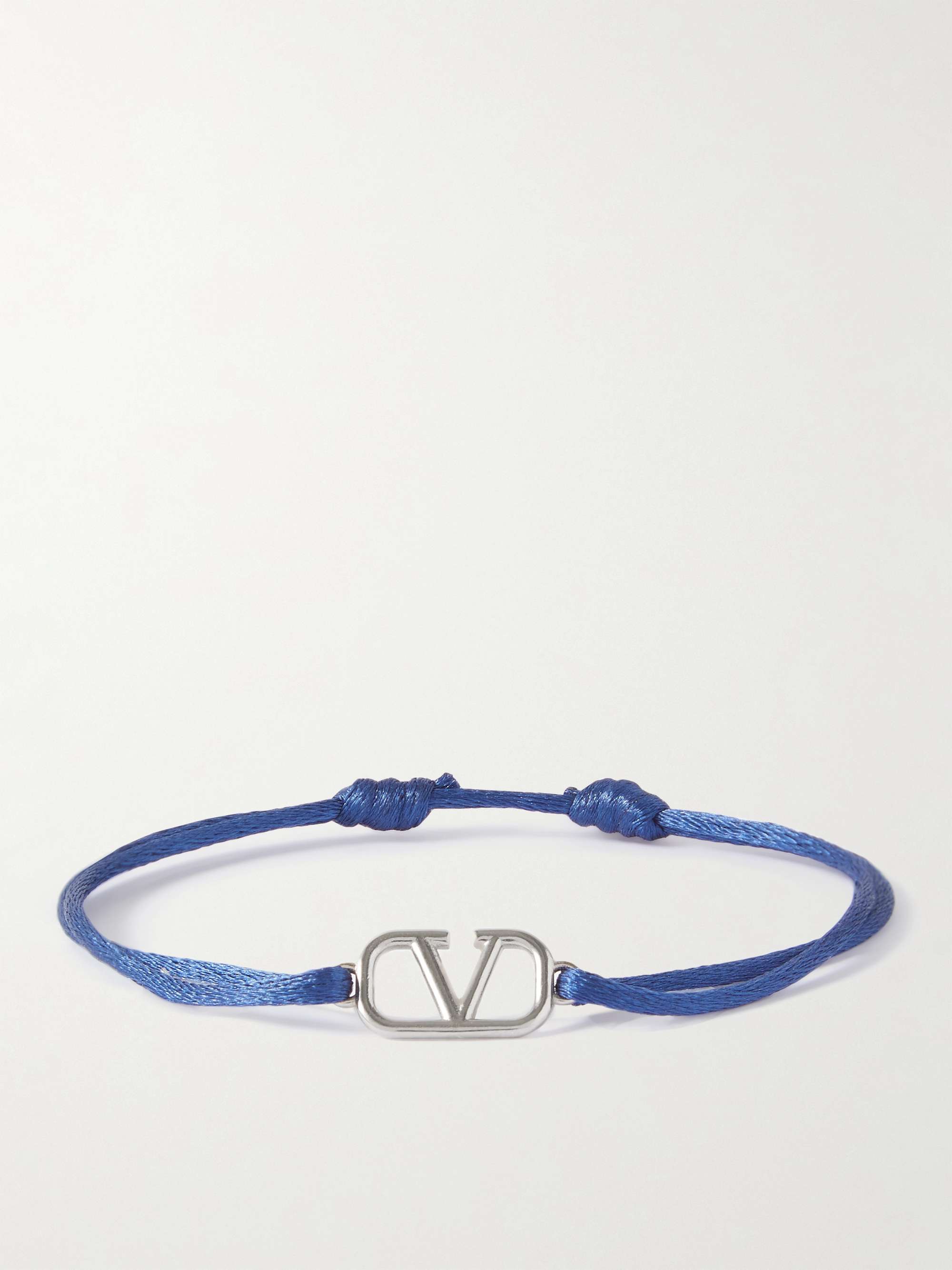 발렌티노 Valentino Garavani Silver-Tone and Cord Bracelet,Blue