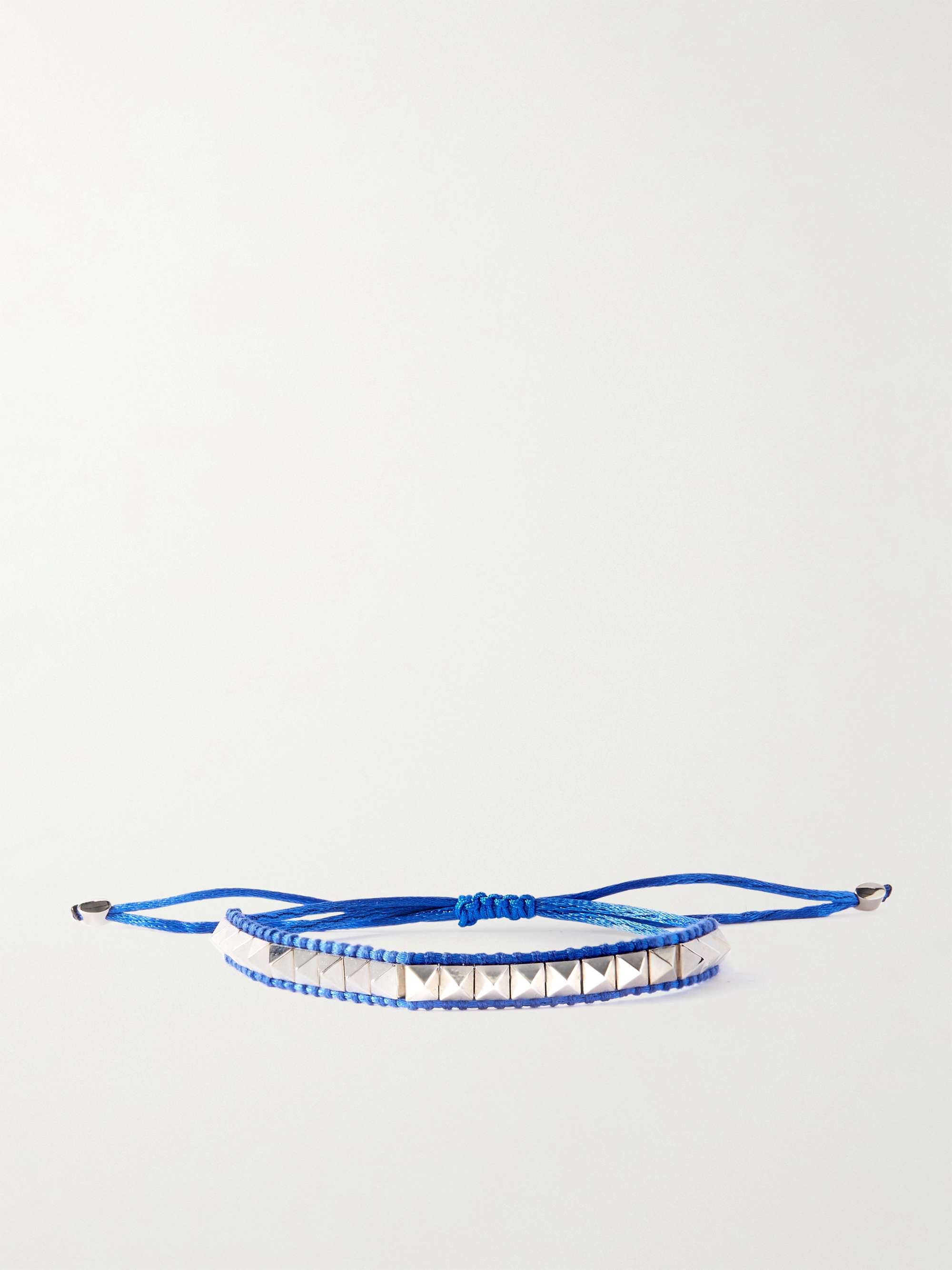 발렌티노 팔찌 Valentino Garavani Rockstud Cord and Silver-Tone Bracelet,Blue