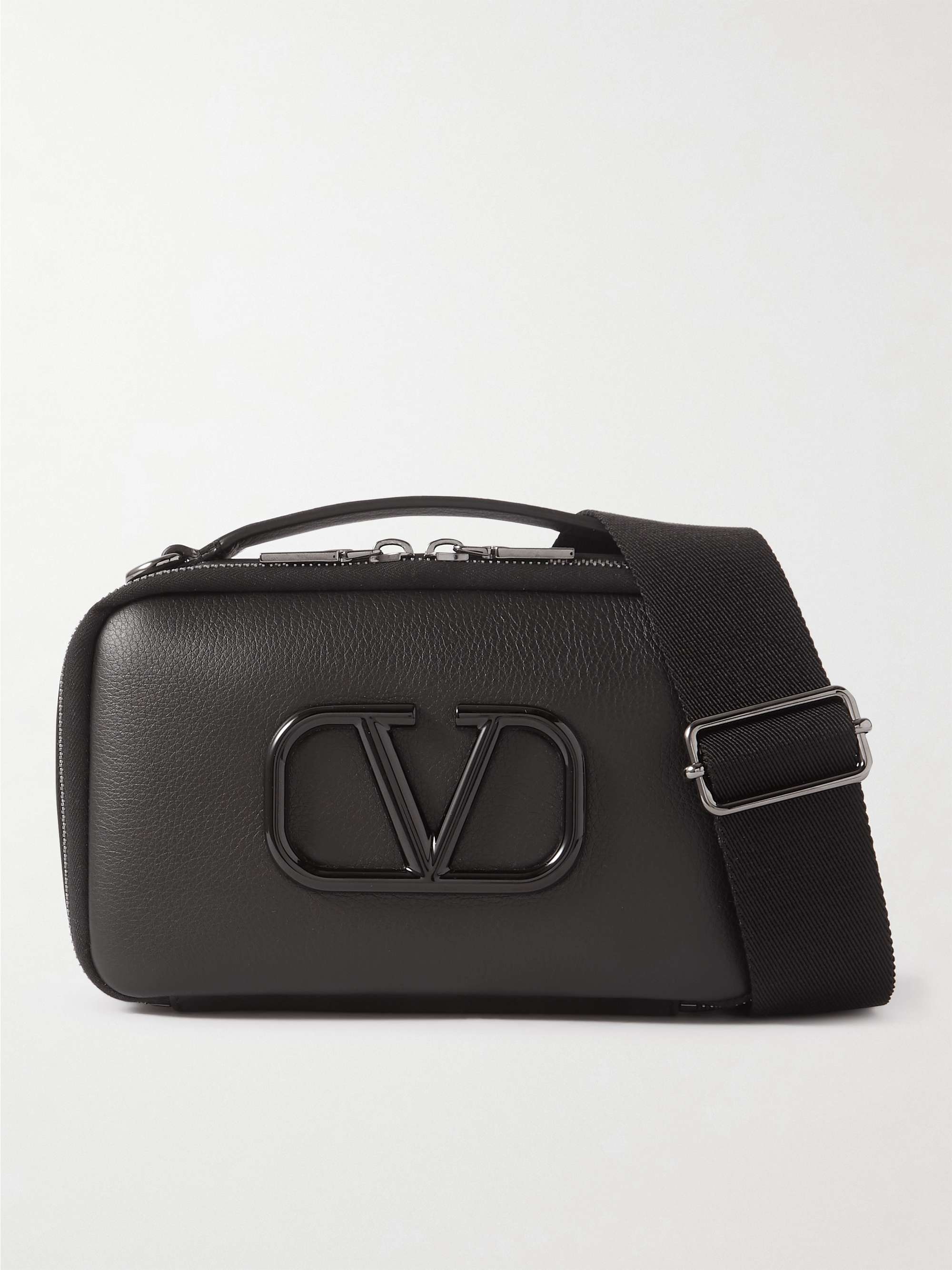 VALENTINO Valentino Garavani Logo-Embellished Full-Grain Leather Messenger Bag