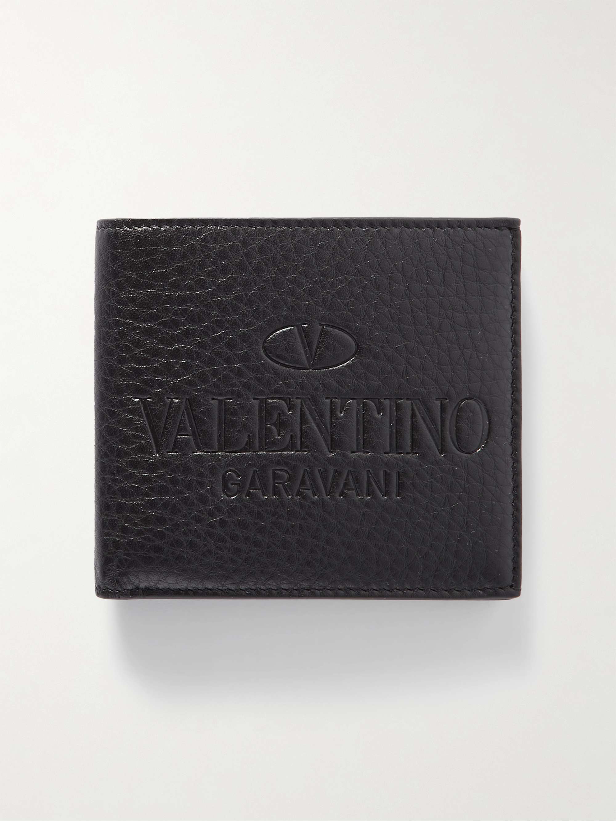 발렌티노 지갑 Valentino Garavani Logo-Debossed Full-Grain Leather Billfold Wallet,Black