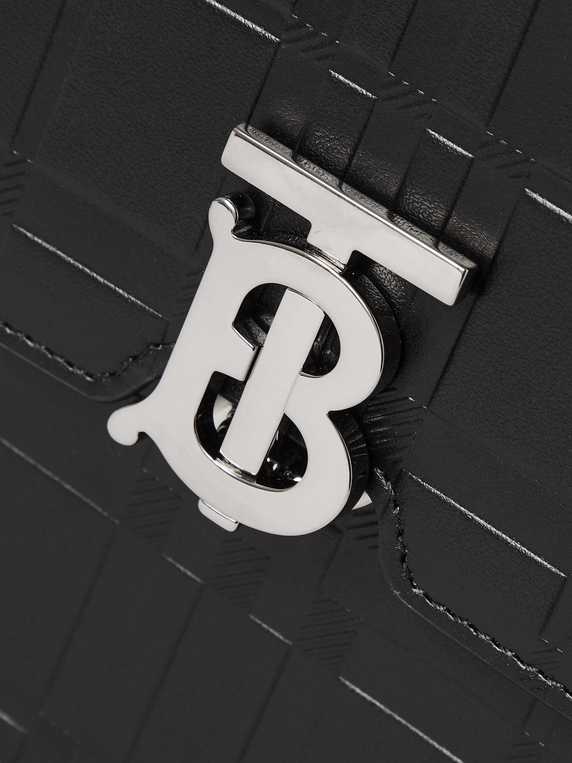 BURBERRY Logo-Embellished Embossed Leather Messenger Bag