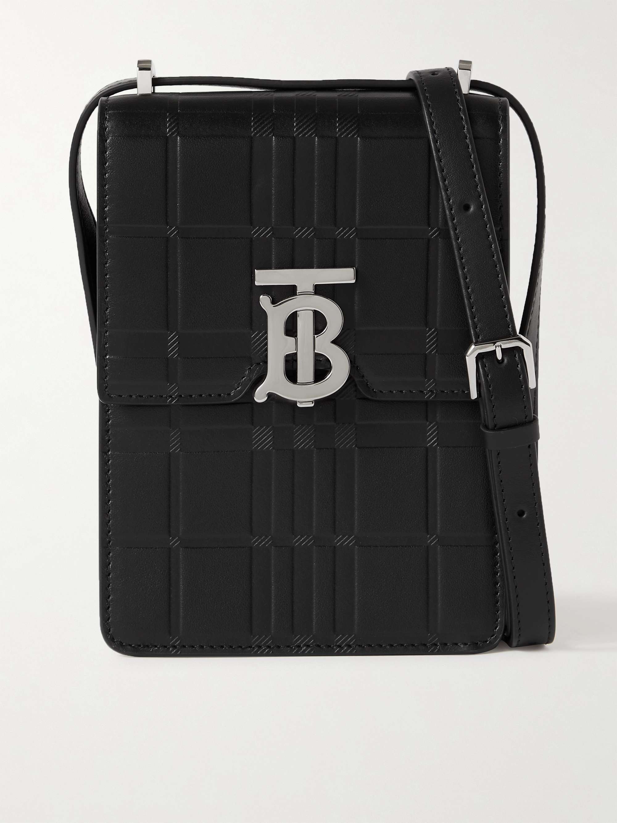 BURBERRY Logo-Embellished Embossed Leather Messenger Bag