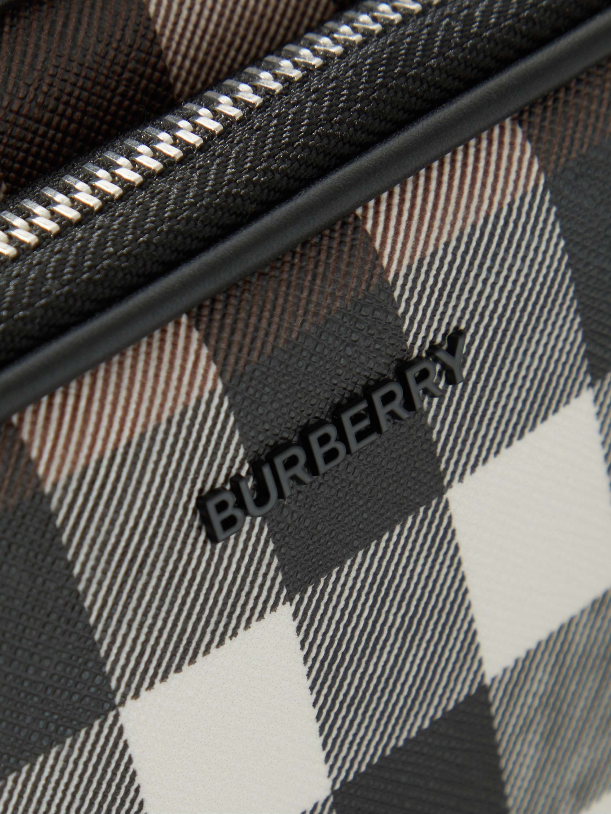 BURBERRY Leather-Trimmed Checked E-Canvas Messenger Bag
