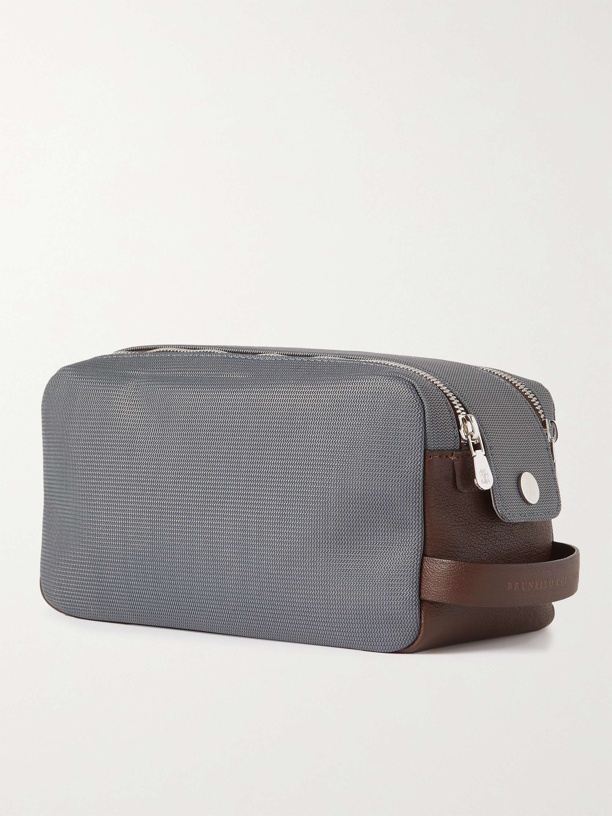 BRUNELLO CUCINELLI Leather-Trimmed Nylon Wash Bag