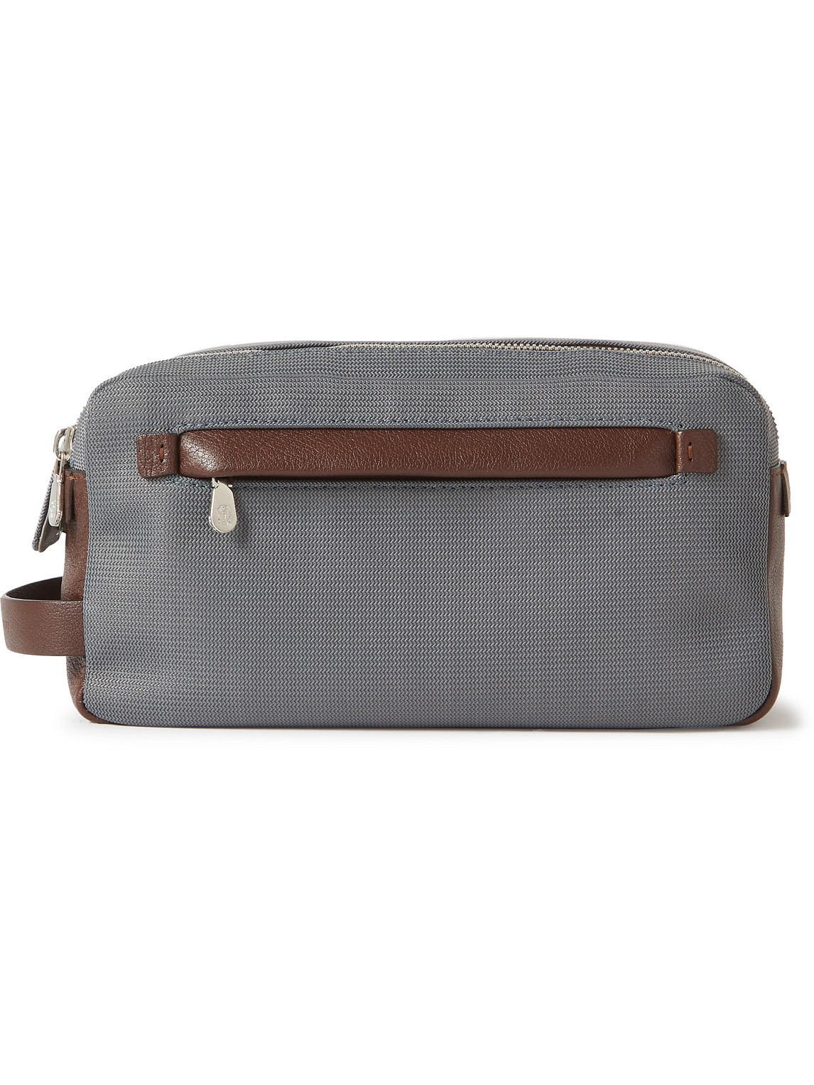 Brunello Cucinelli Leather-trimmed Nylon Wash Bag In Gray