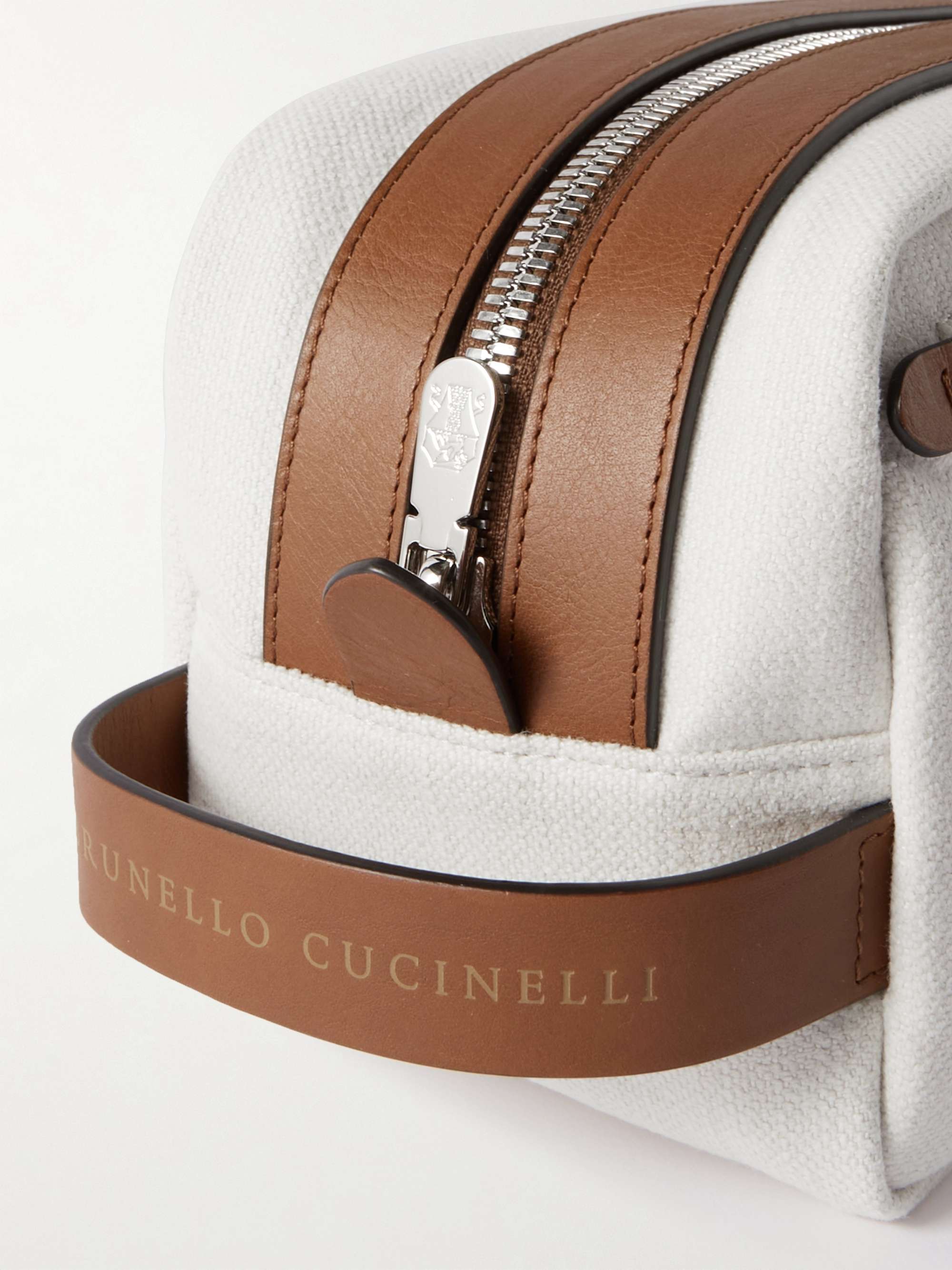 BRUNELLO CUCINELLI Leather-Trimmed Canvas Wash Bag