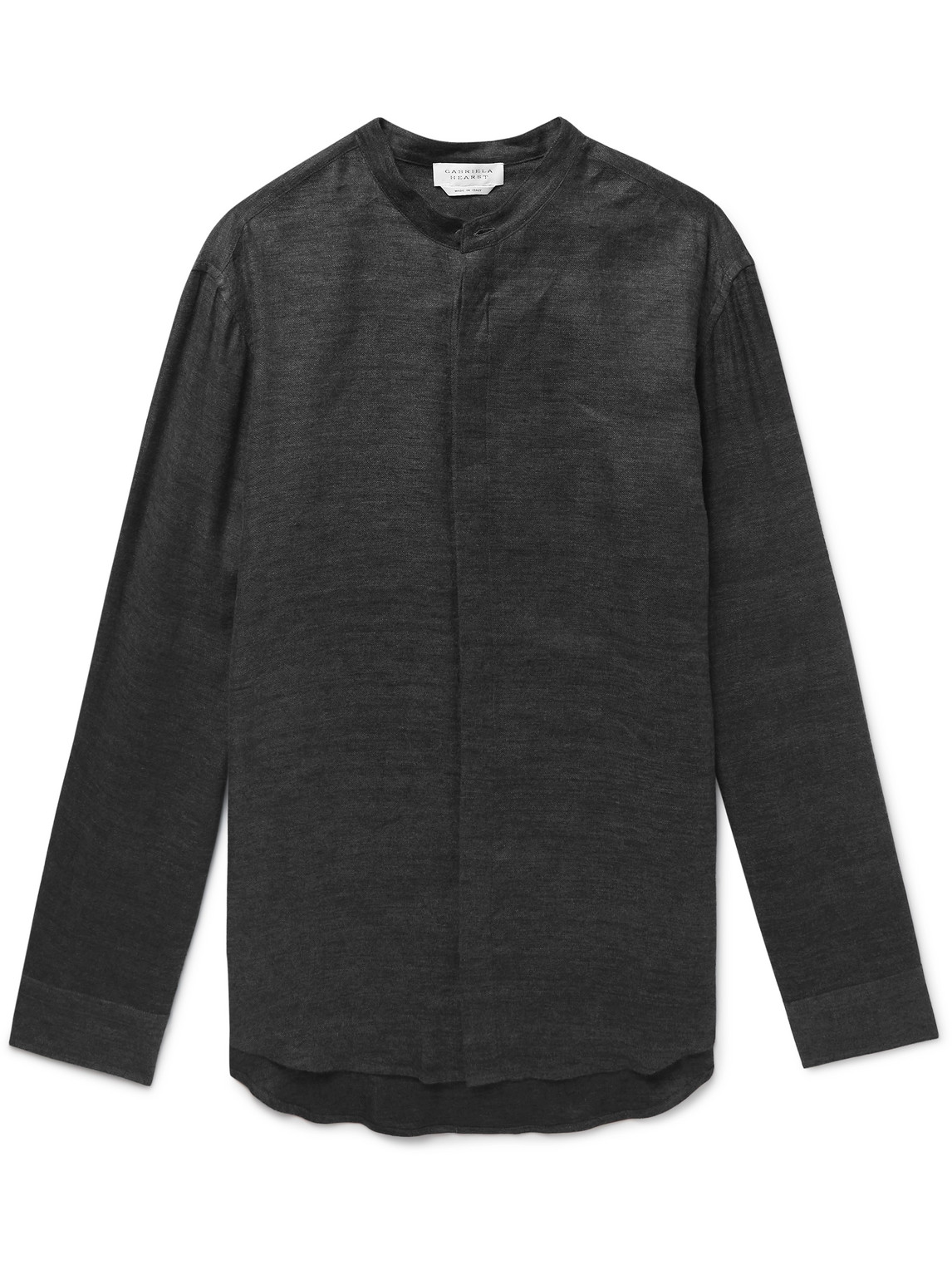 Gabriela Hearst Ollie Grandad-collar Linen Shirt In Gray