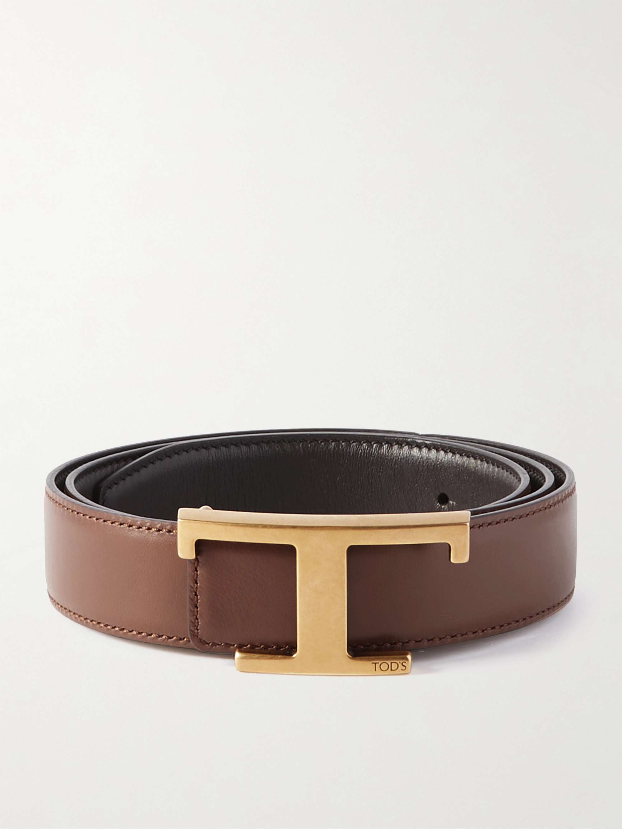 TOD'S 3cm Reversible Logo-Embellished Leather Belt
