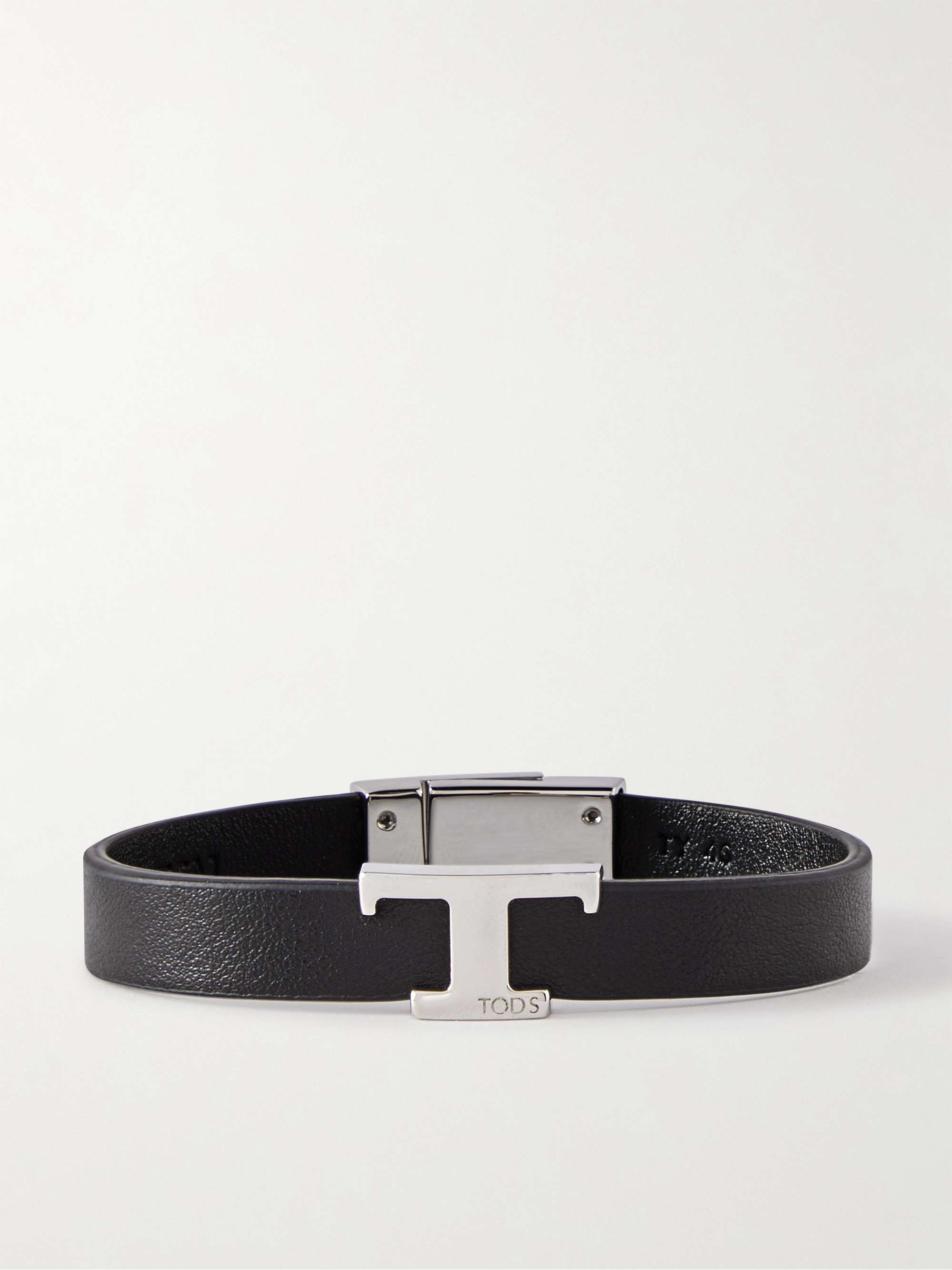 TOD'S Logo-Detailed Silver-Tone and Leather Bracelet