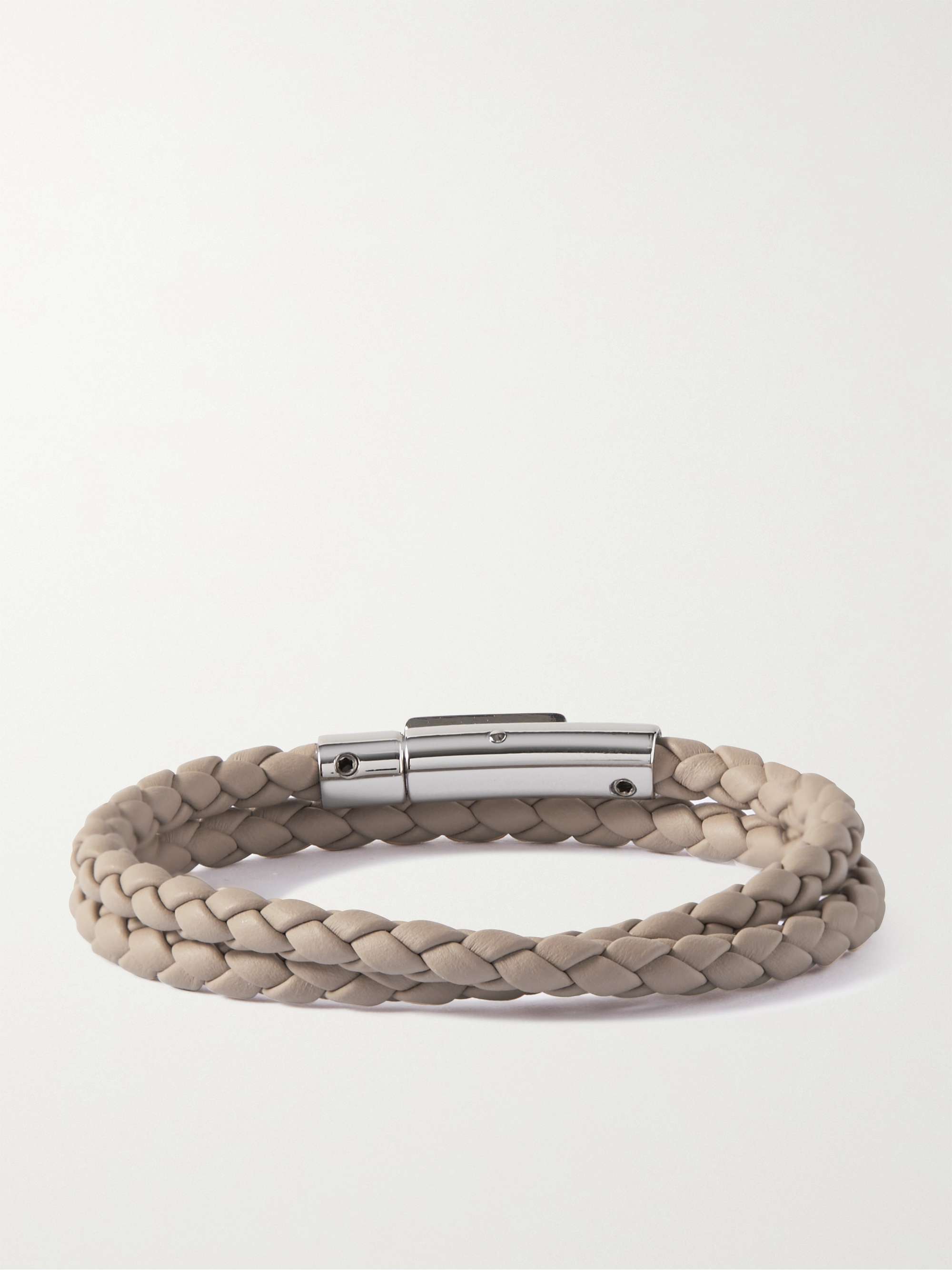 TOD'S Woven Leather and Silver-Tone Wrap Bracelet