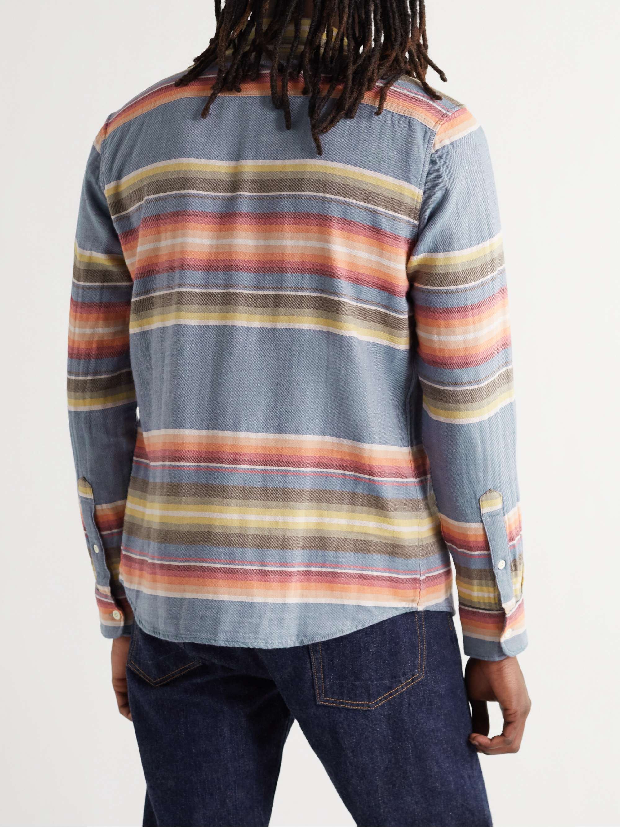 FAHERTY The Roadtrip Striped Organic Cotton-Voile Shirt