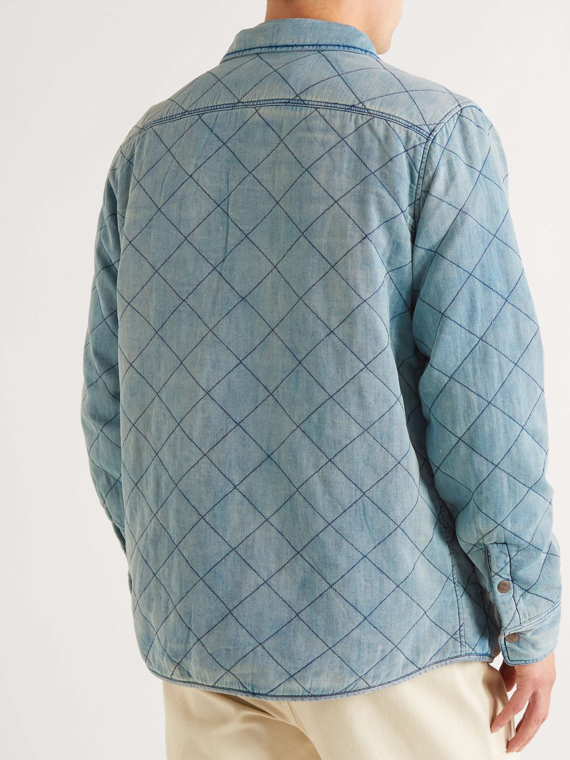 FAHERTY + Doug Good Feather Reversible Quilted Padded Denim Overshirt