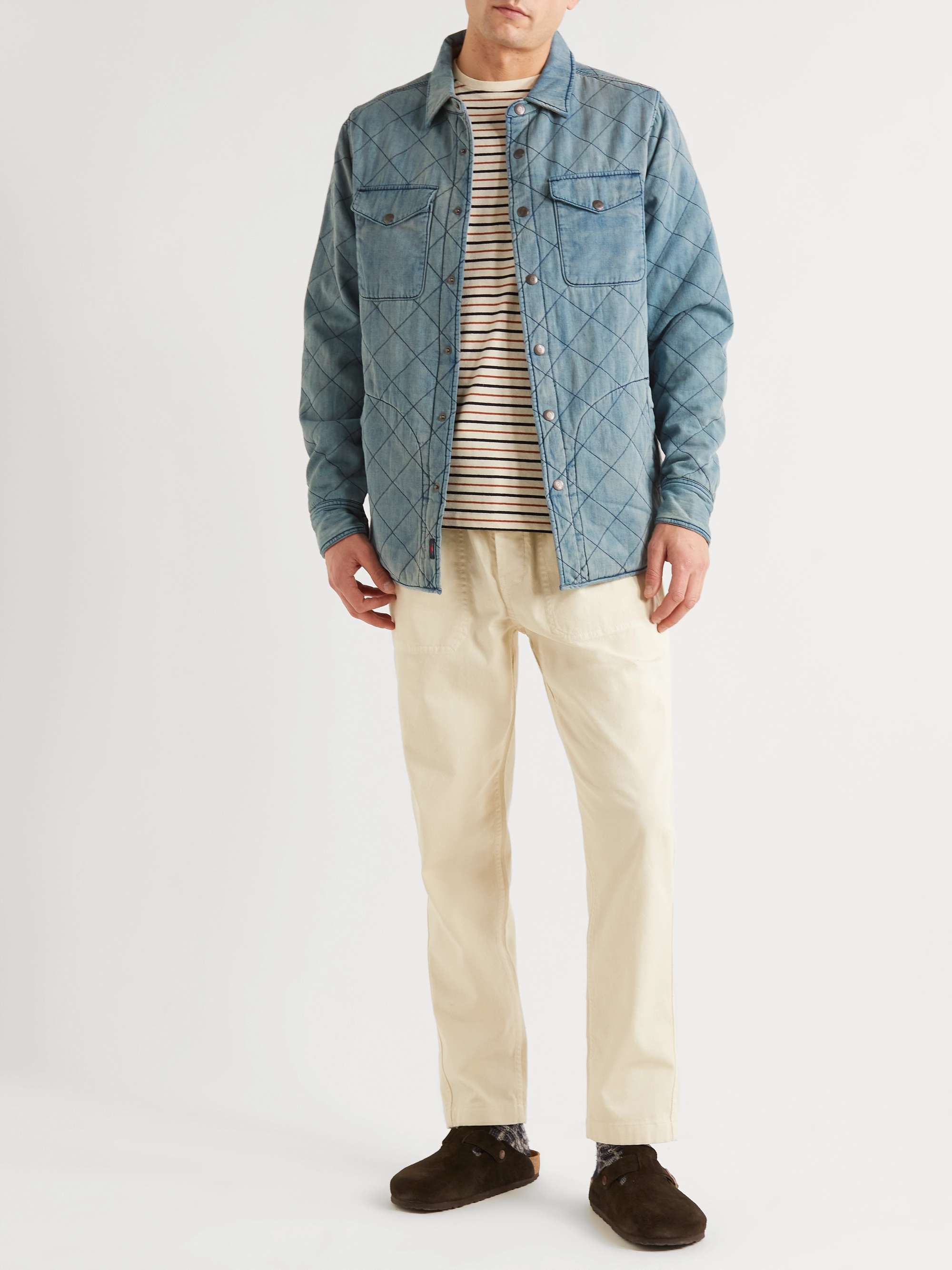 FAHERTY + Doug Good Feather Reversible Quilted Padded Denim Overshirt