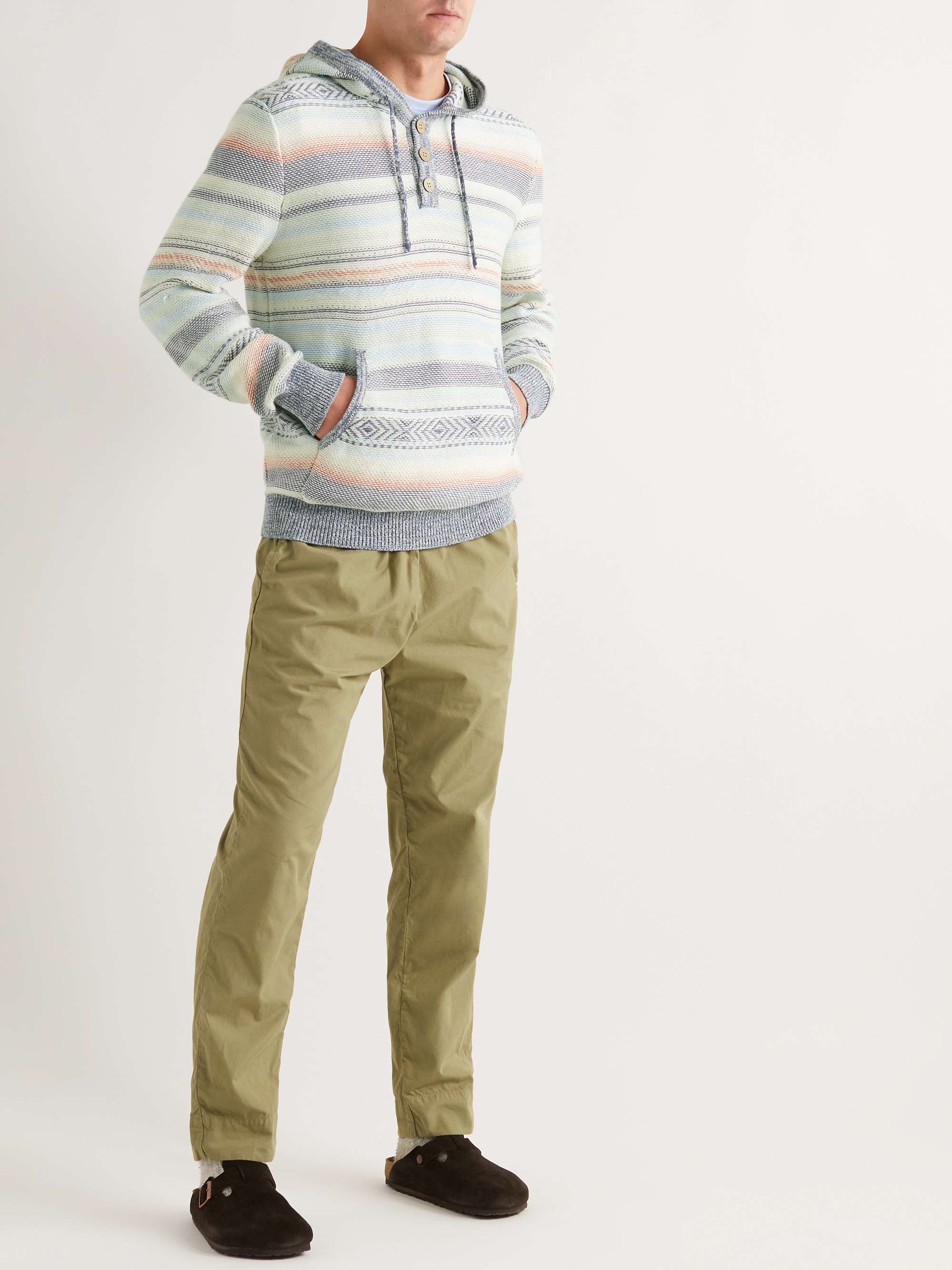FAHERTY Jacquard-Knit Organic Cotton Hooded Sweater