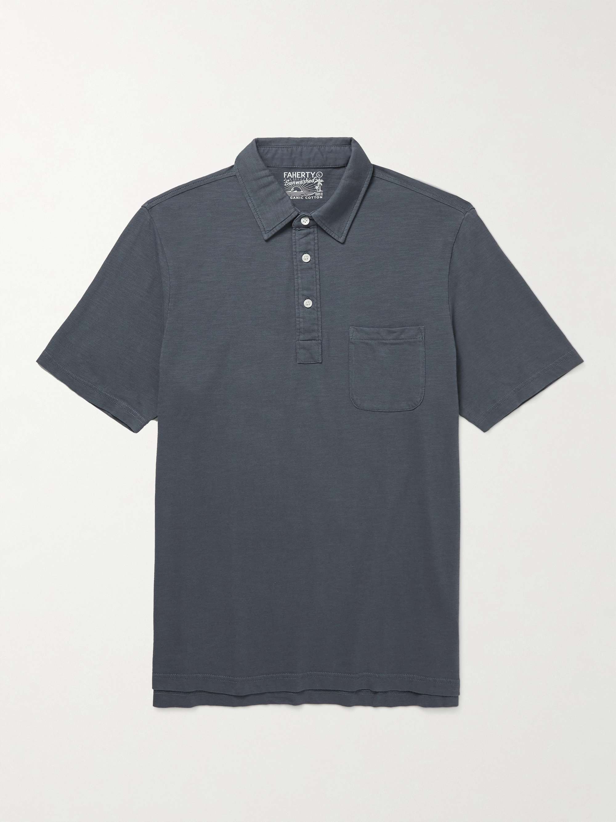 FAHERTY Sunwashed Organic Cotton-Jersey Polo Shirt