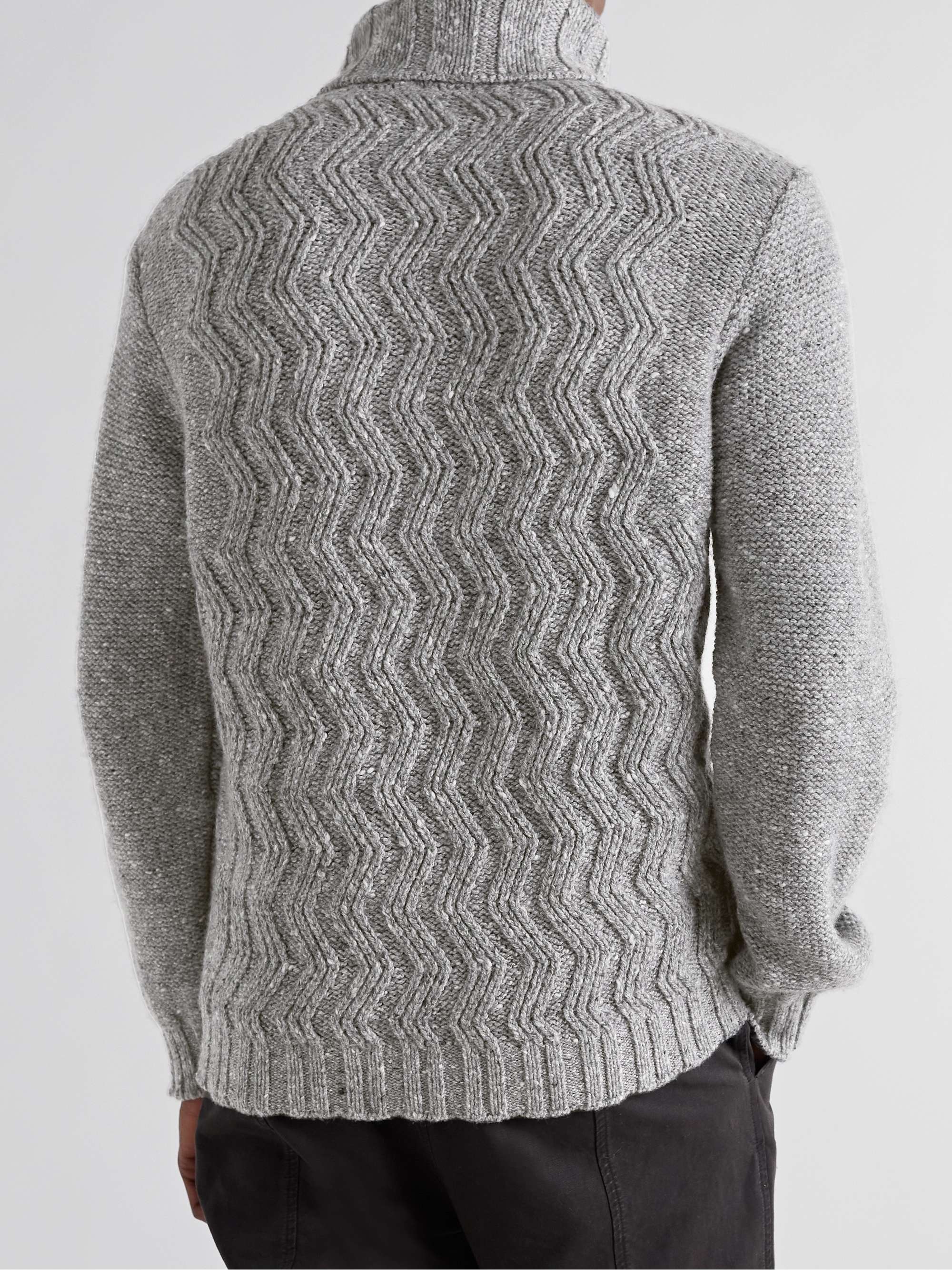 INIS MEÁIN Corrán Cam Cable-Knit Donegal Merino Wool and Cashmere-Blend Rollneck Sweater