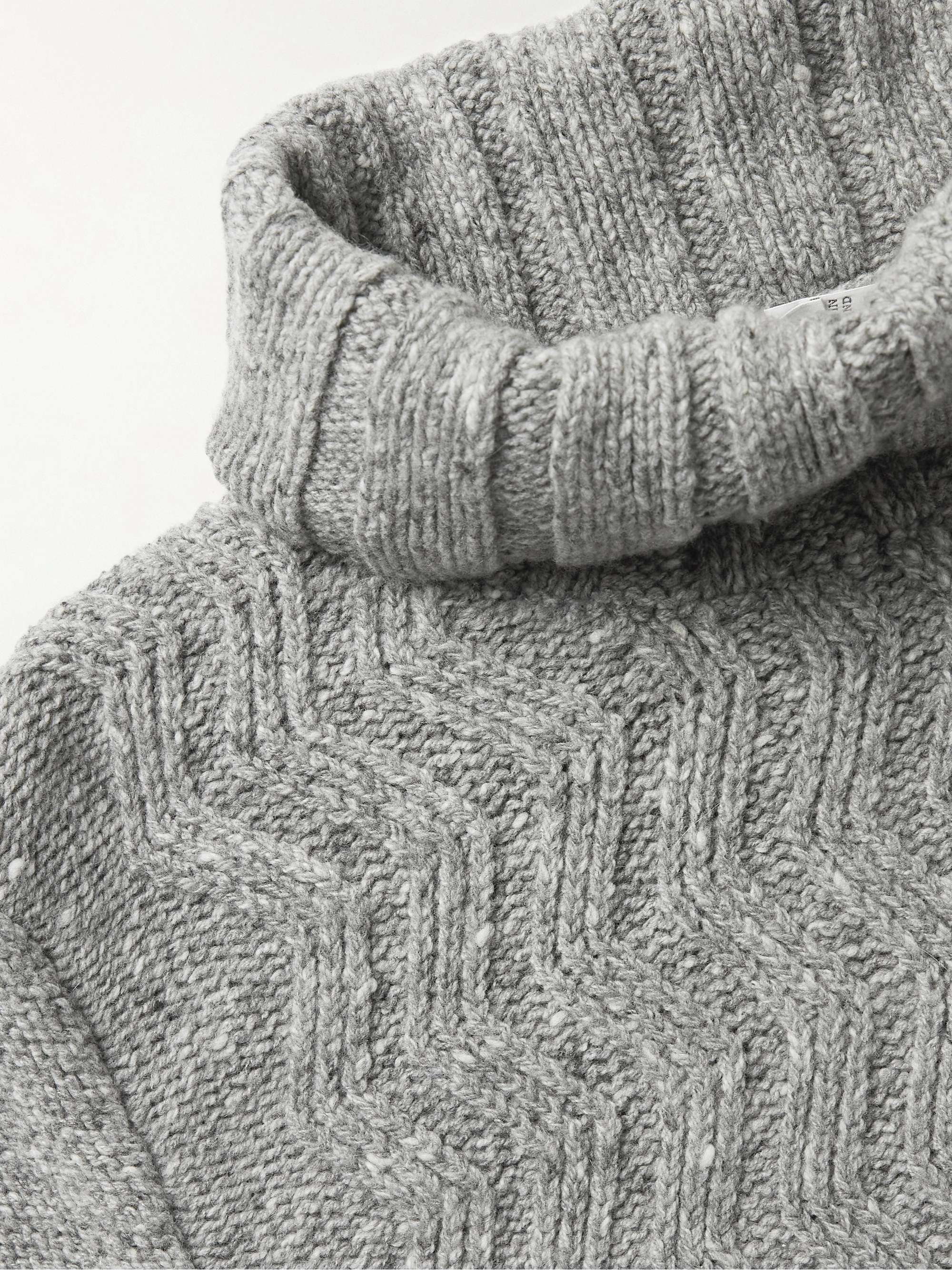 INIS MEÁIN Corrán Cam Cable-Knit Donegal Merino Wool and Cashmere-Blend Rollneck Sweater