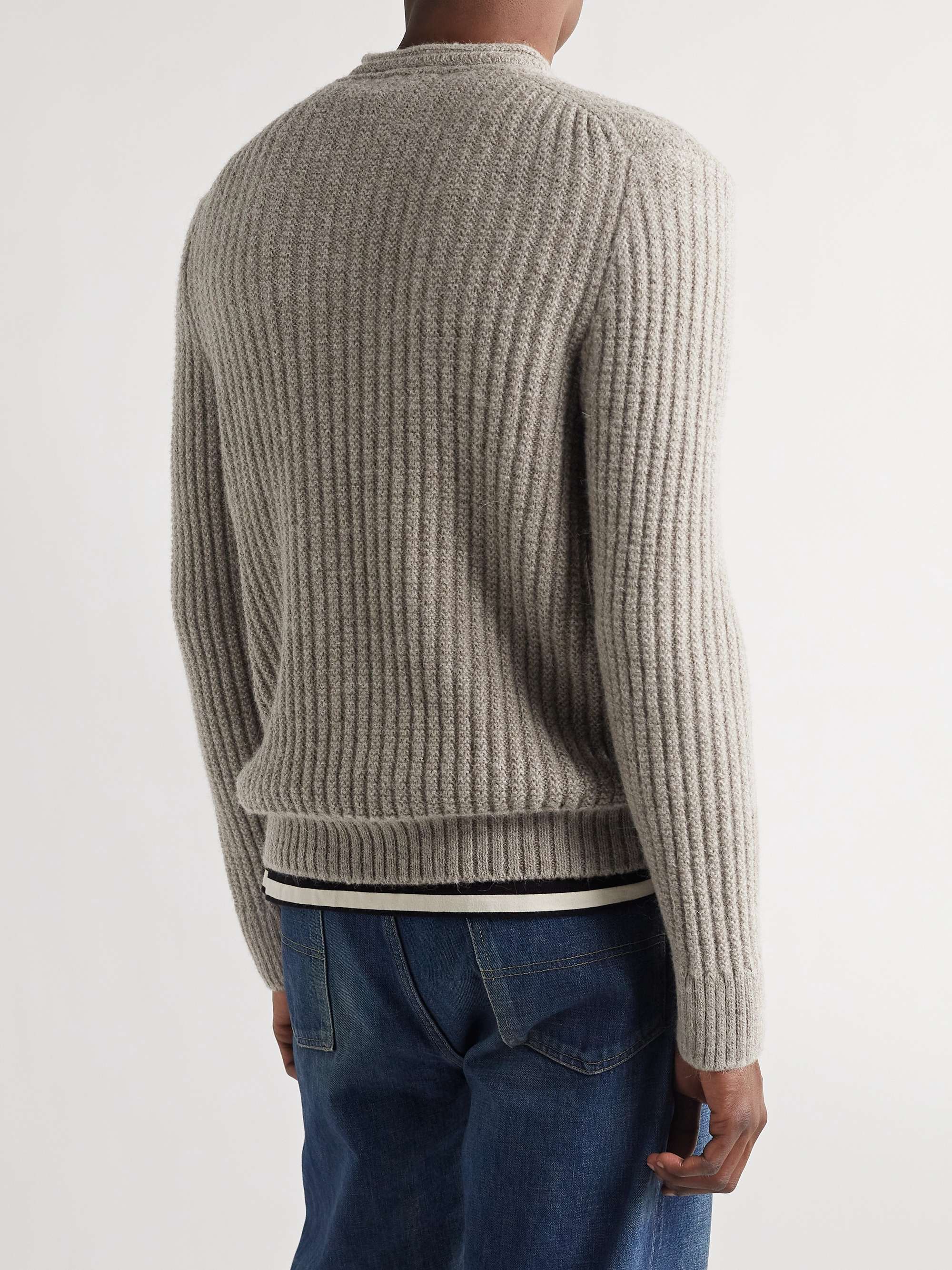 INIS MEÁIN Moss Ribbed Baby Alpaca Sweater