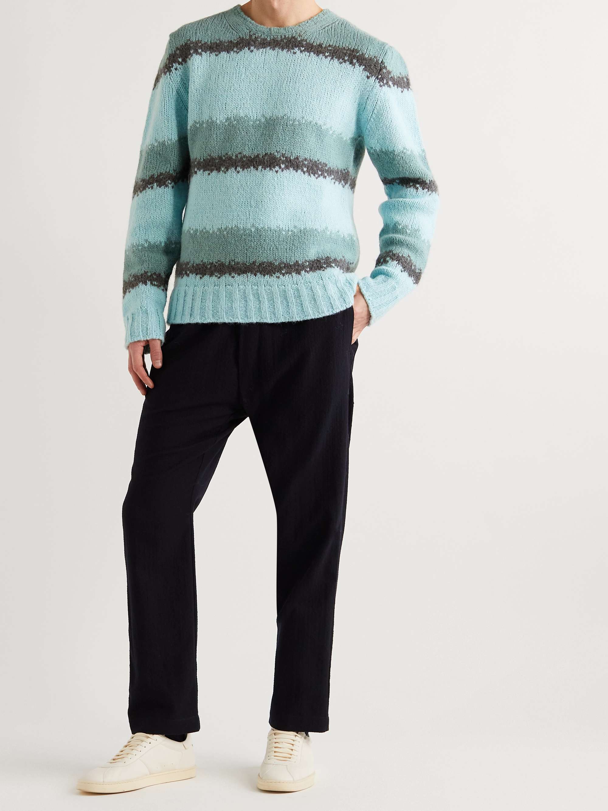 OFFICINE GENERALE Marco Striped Alpaca-Blend Sweater